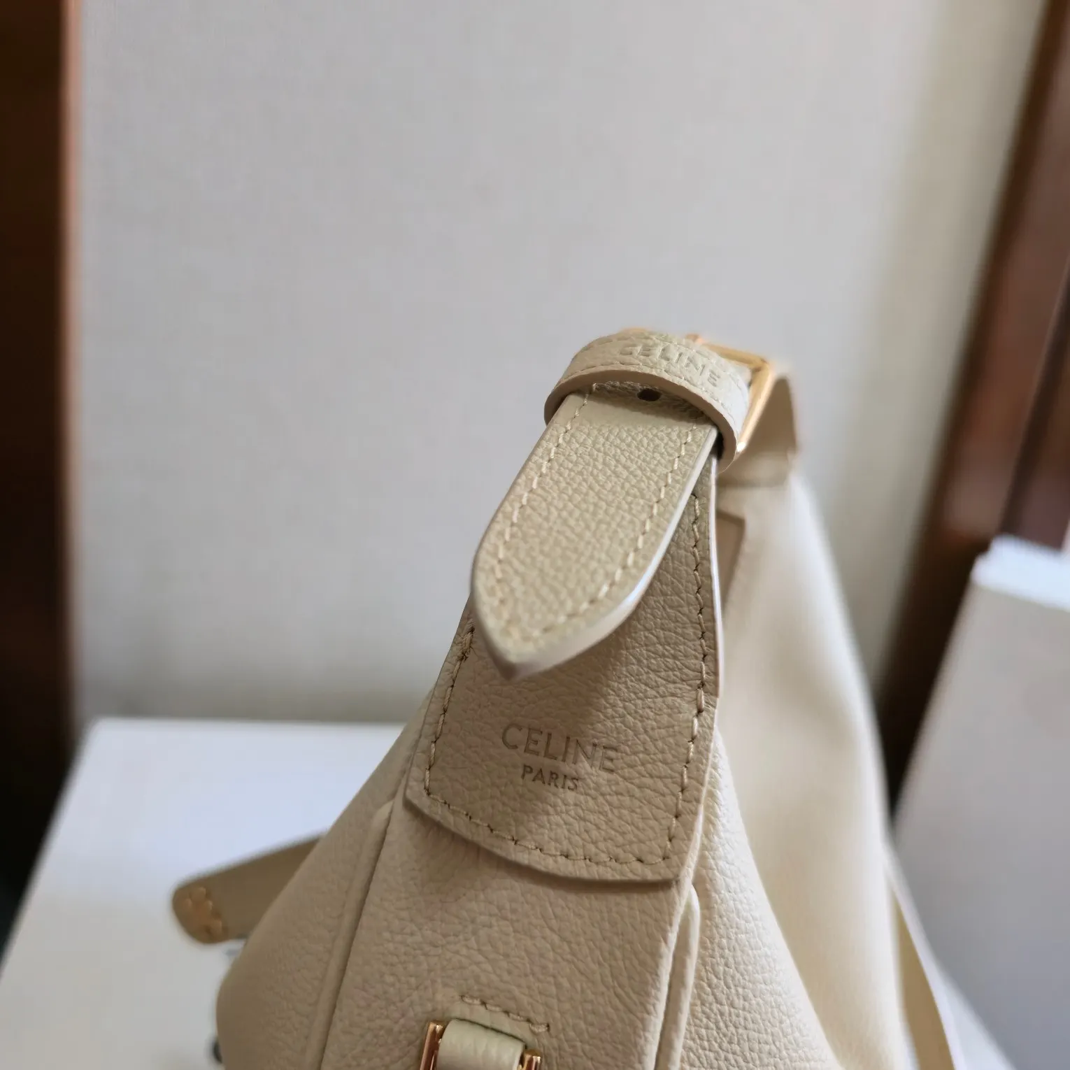 Beige Crossbody Bag Commuter Lightweight Leather