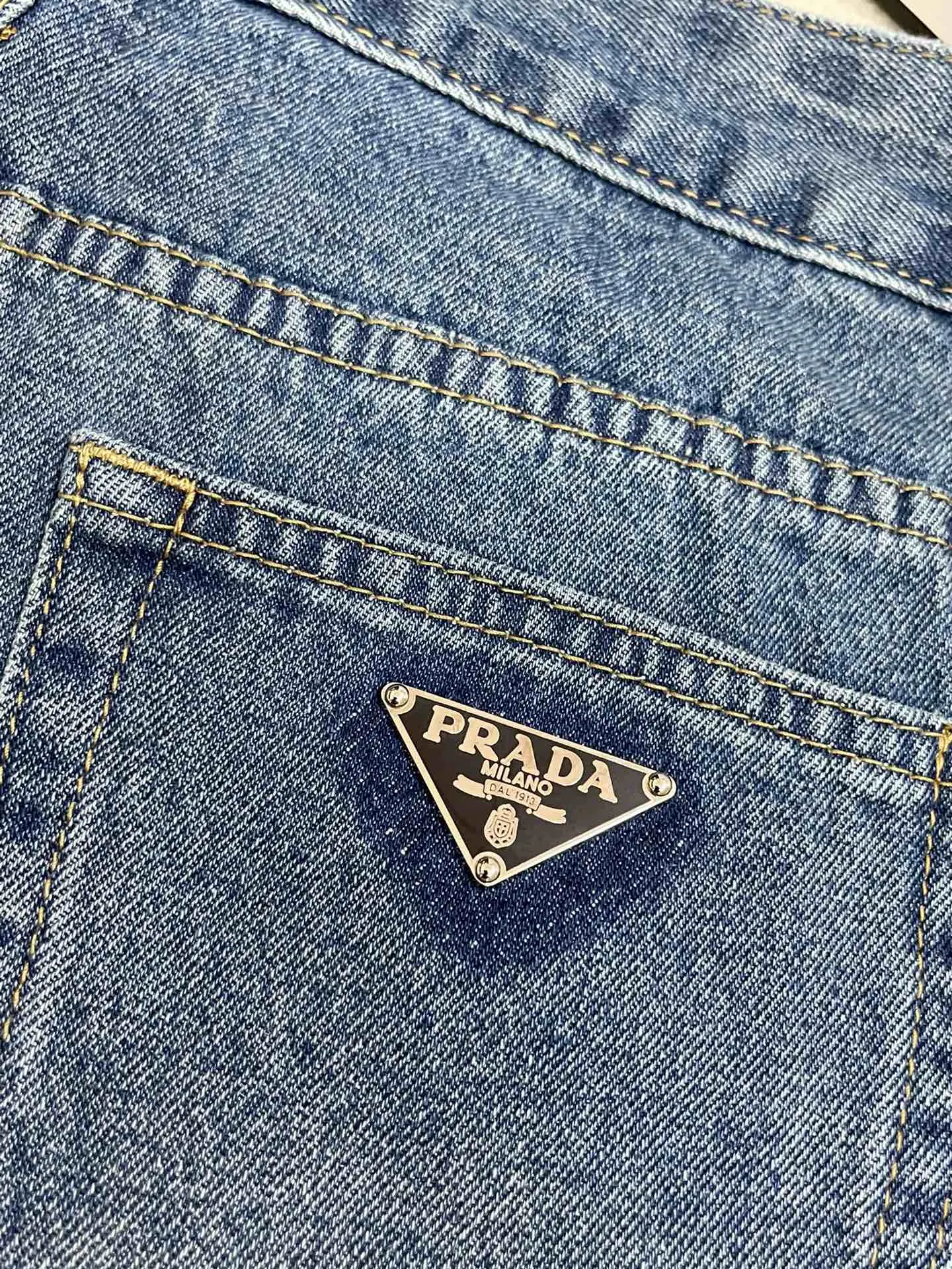 Prada Denim Shorts Logo Relaxed Fit