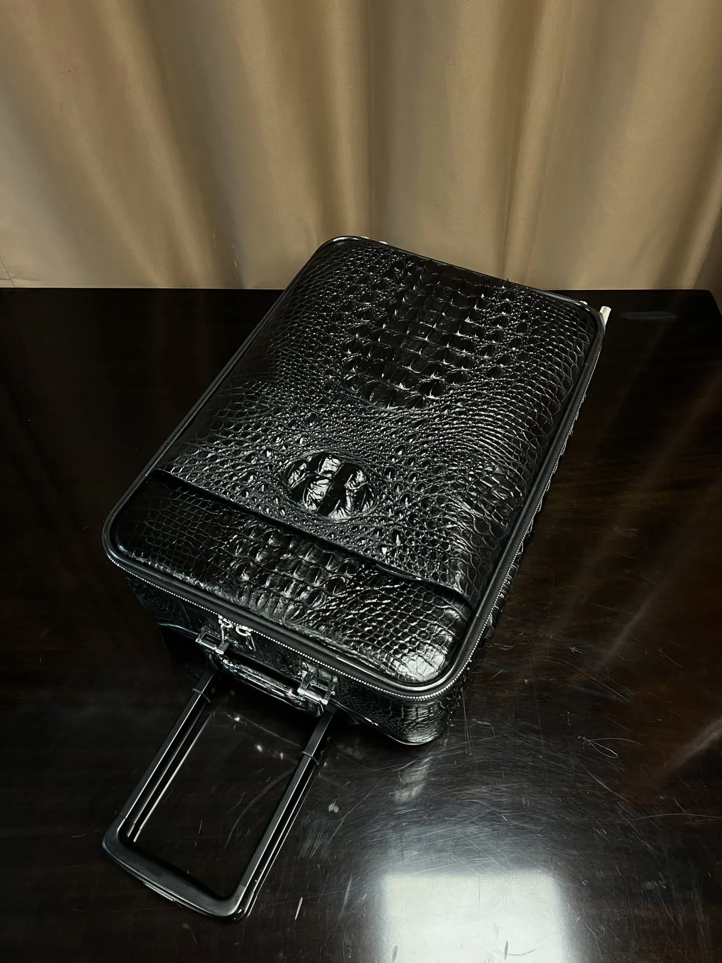 Black Suitcase Travel Lightweight Leather