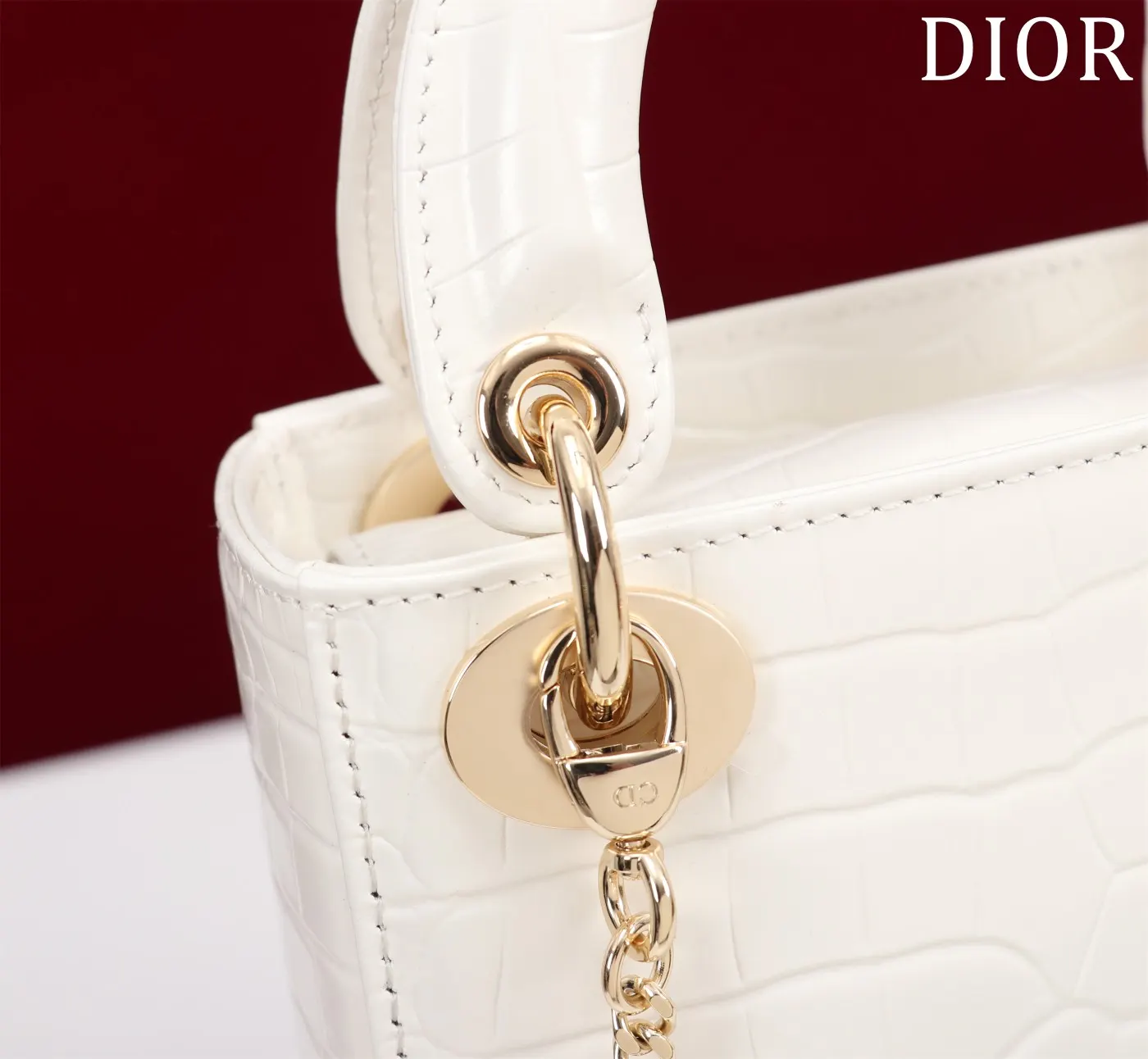 Dior Lady Dior 米白色藤格纹手提斜挎包 经典款