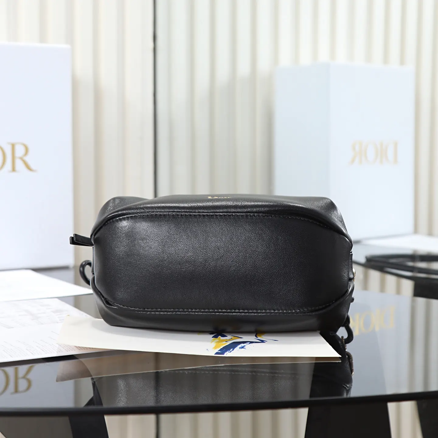 Dior Oblique 黑色羊皮手拿包 晚宴手拿