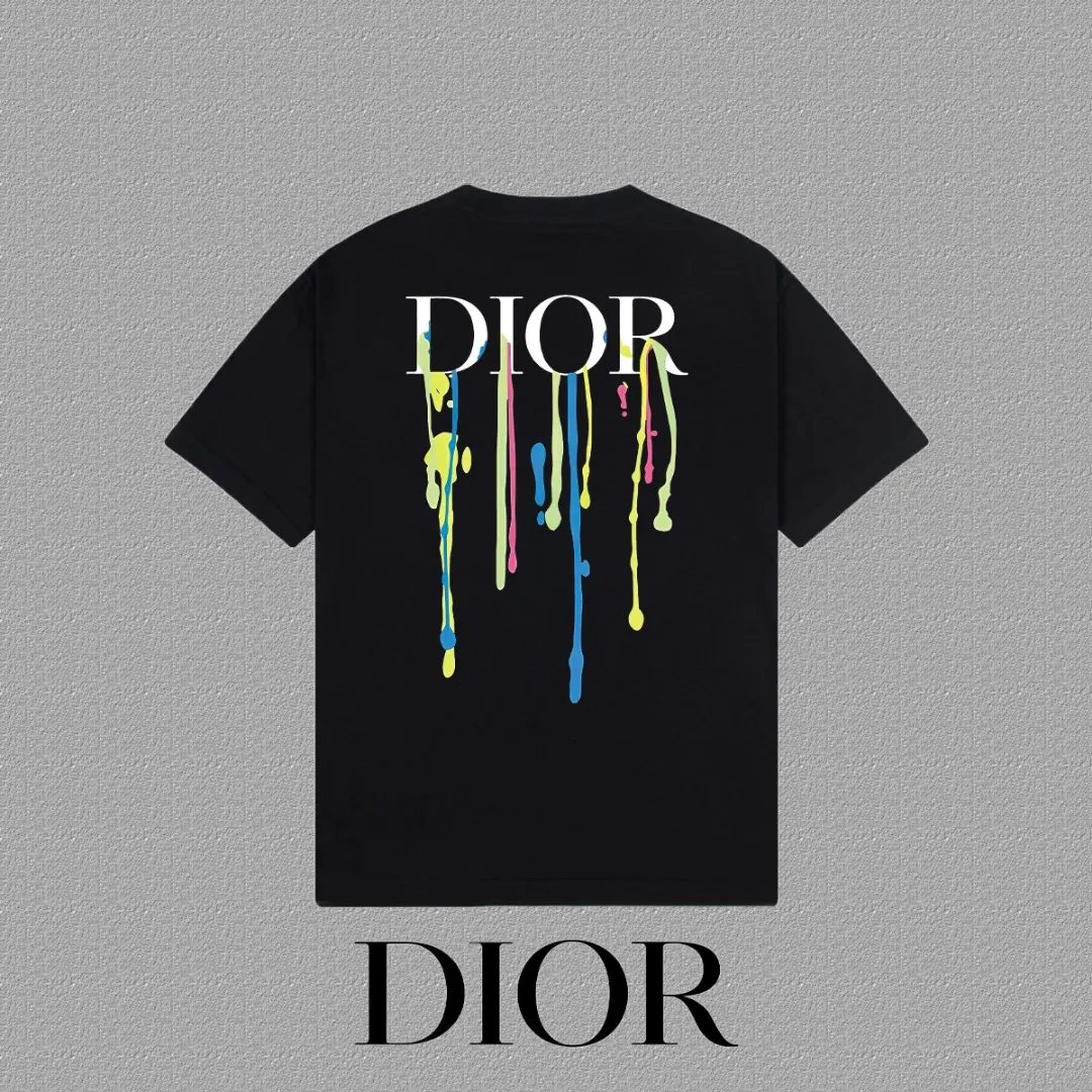 Dior 黑色彩色字母短袖T恤 休闲