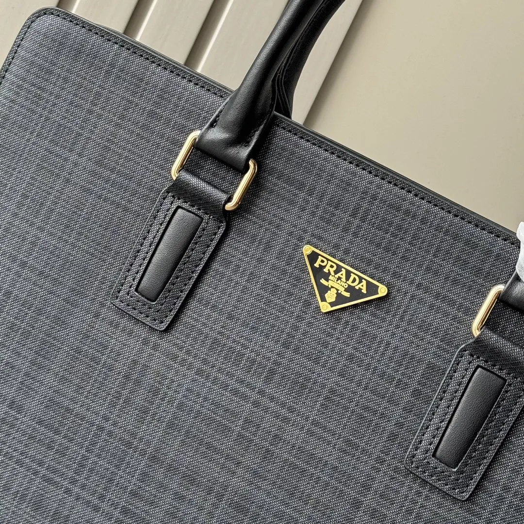 Prada Black Briefcase Business Commuter Leather