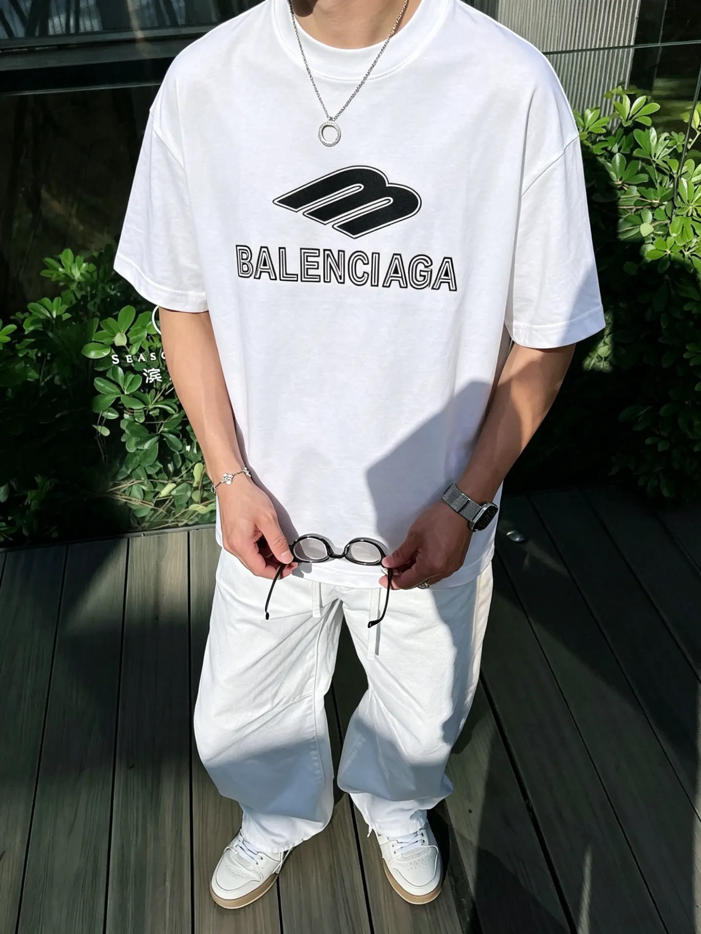 Balenciaga 黑白 純棉 Logo 短袖T恤