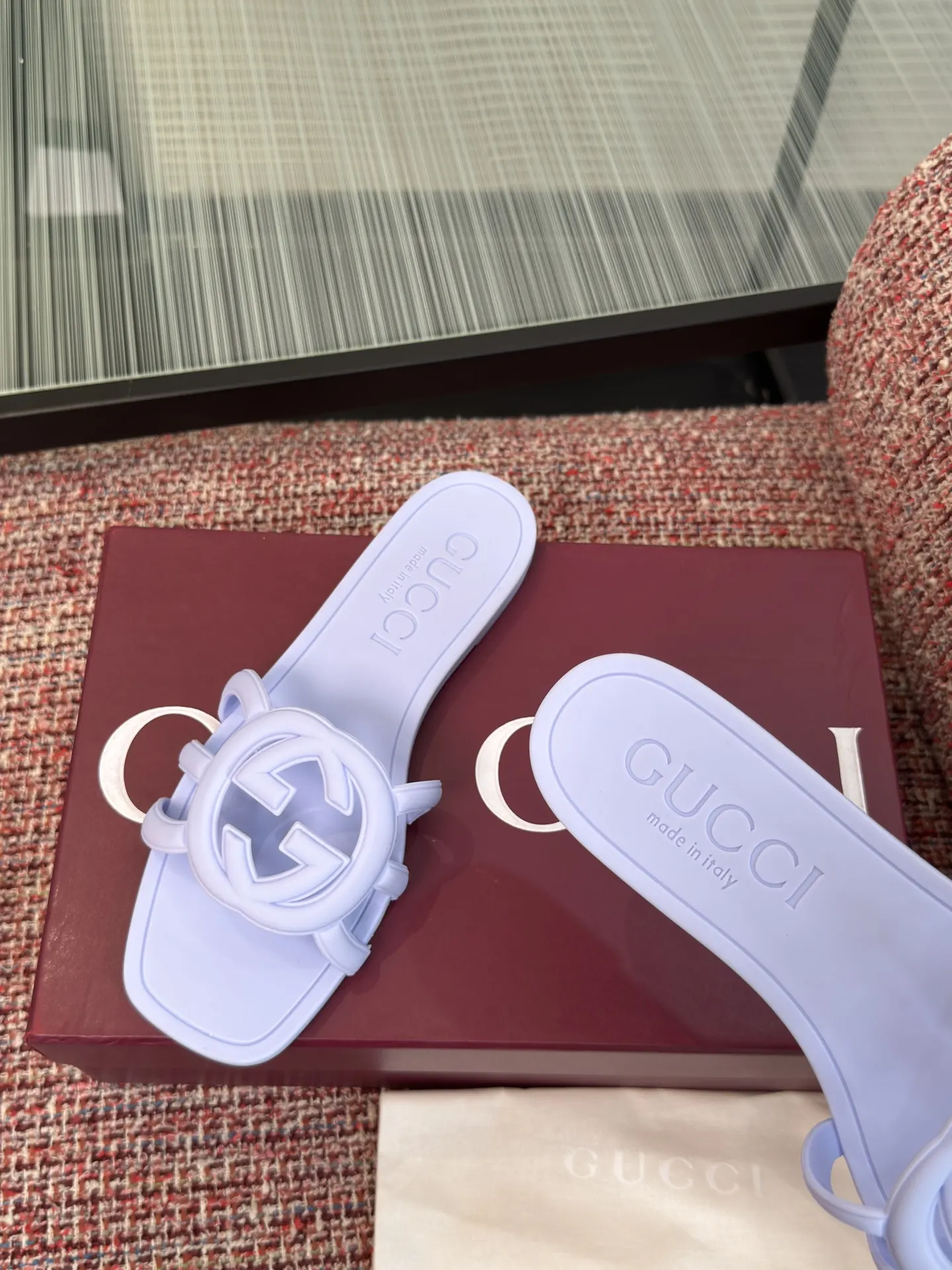 Gucci Interlocking G 浅蓝色凉拖 休闲 运动鞋