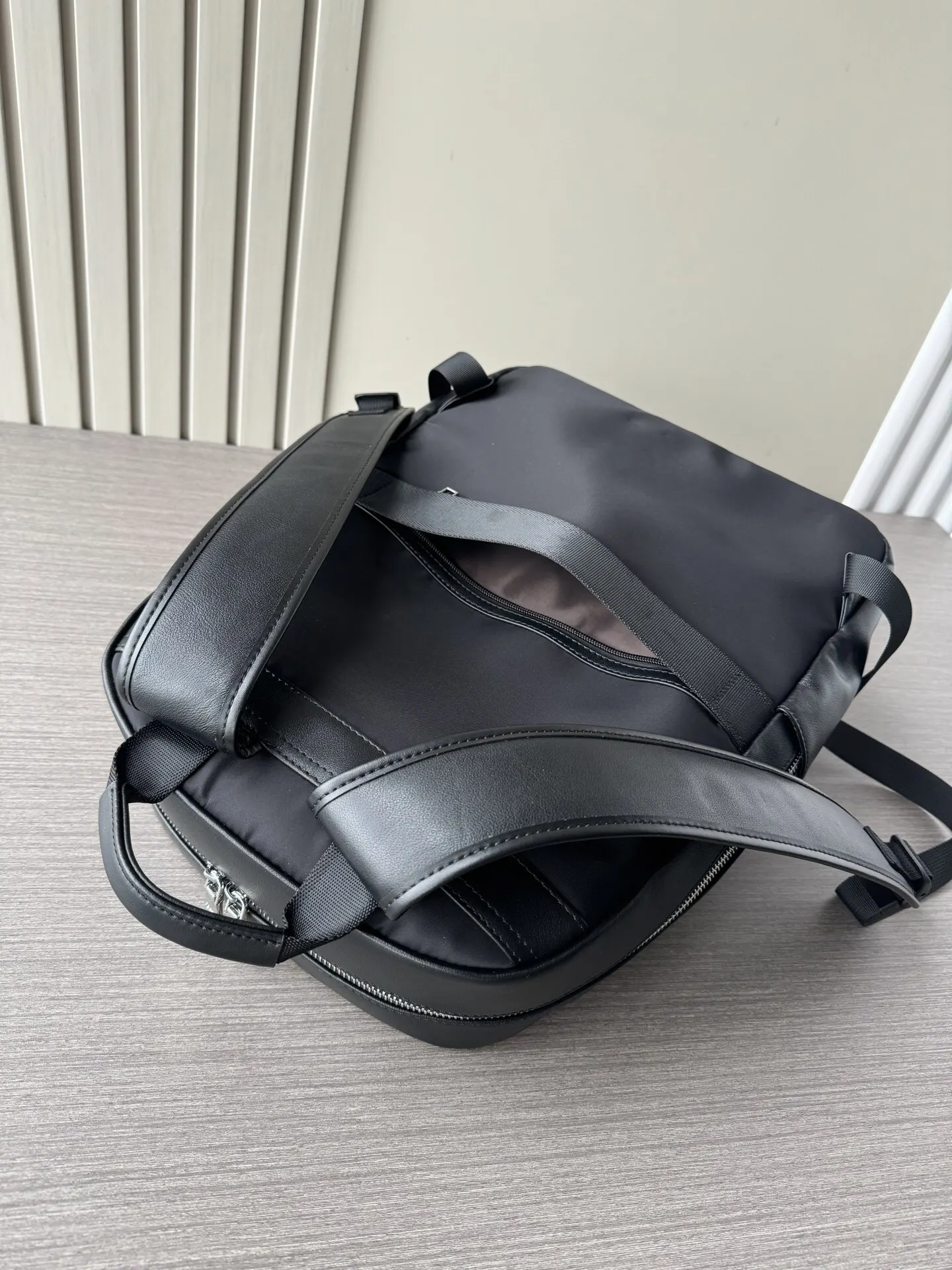 Prada Black Leather Backpack Logo