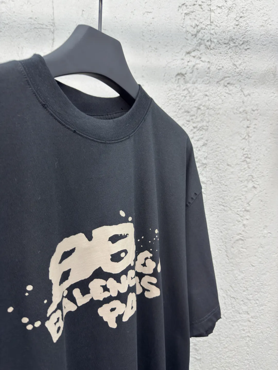 Balenciaga Black Cotton Logo Short Sleeve T-Shirt Street Casual