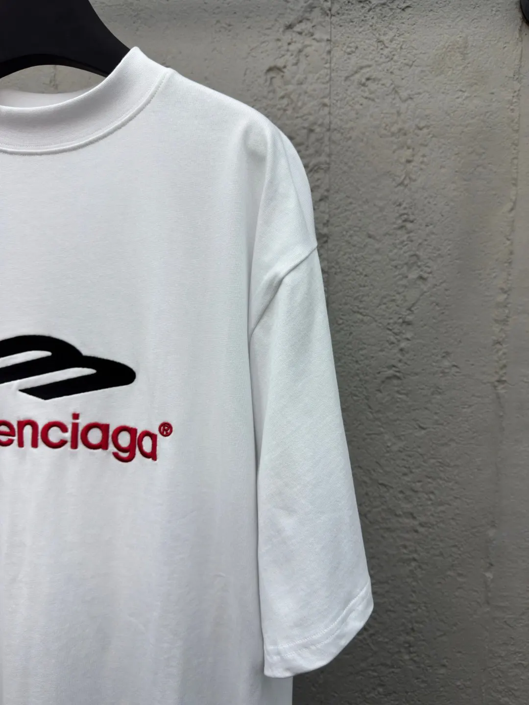 Balenciaga White Cotton Logo Short Sleeve T-Shirt Street