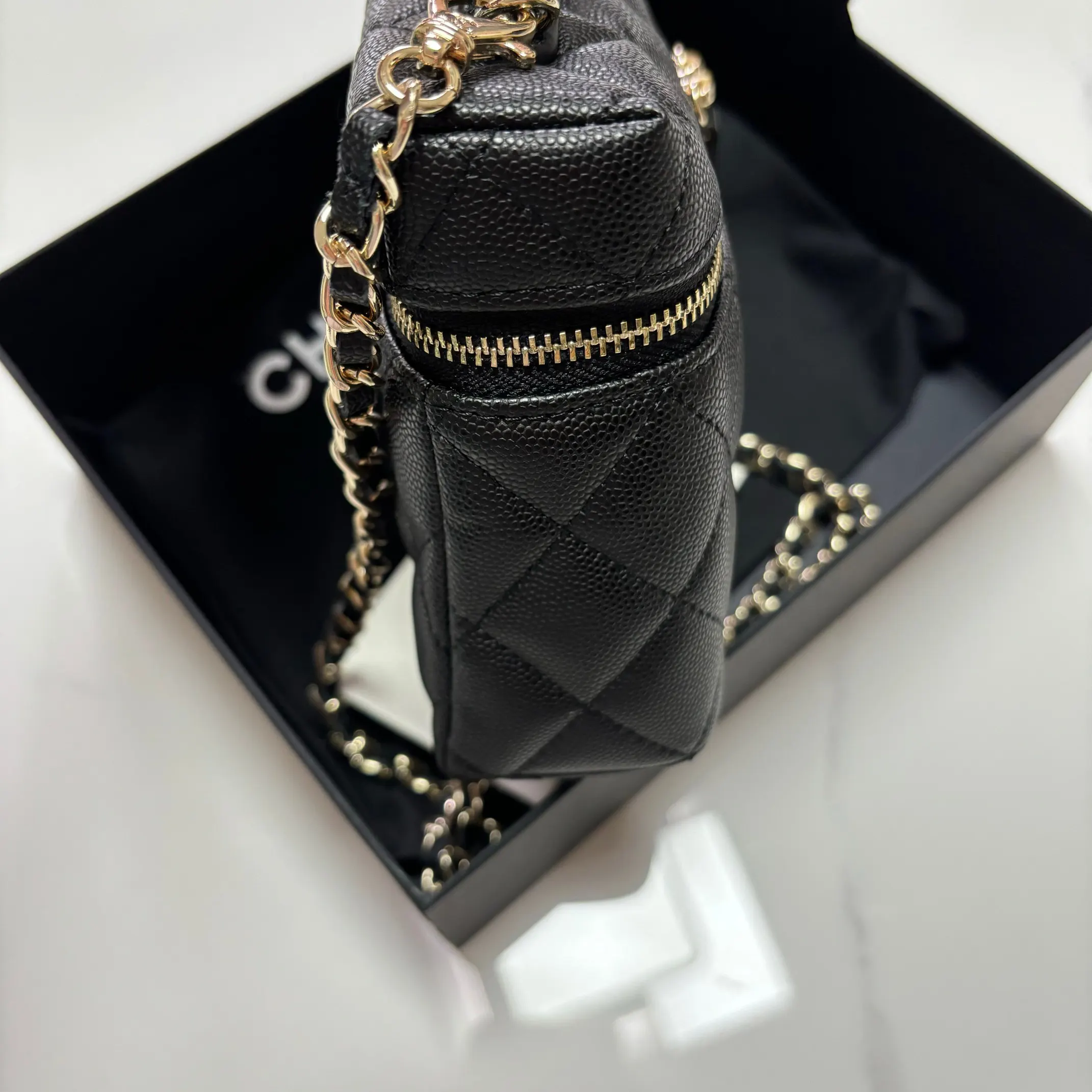CHANEL 牛皮 品牌 球纹牛皮 五金 质量 化妆包 便携收纳款