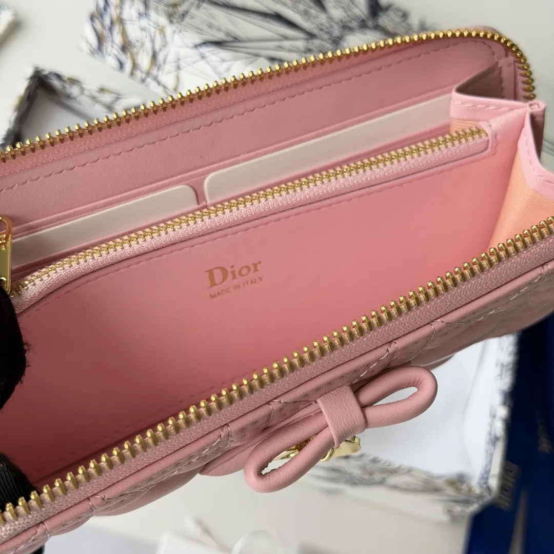 Dior 粉色羊皮迷你化妝包 手拿