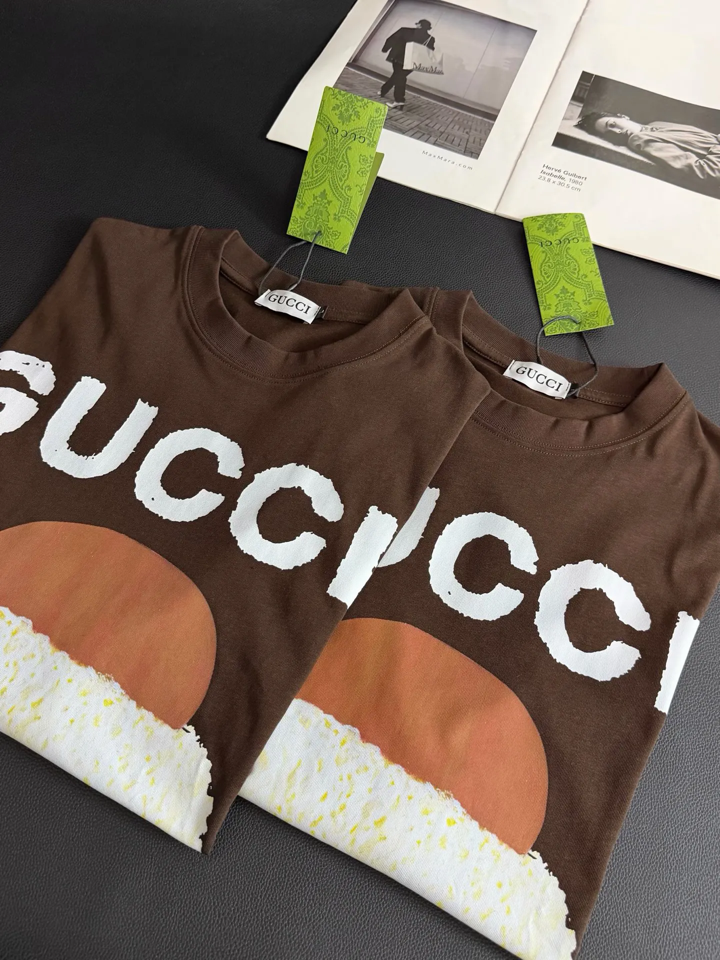 Gucci Logo印花短袖T恤 棕色