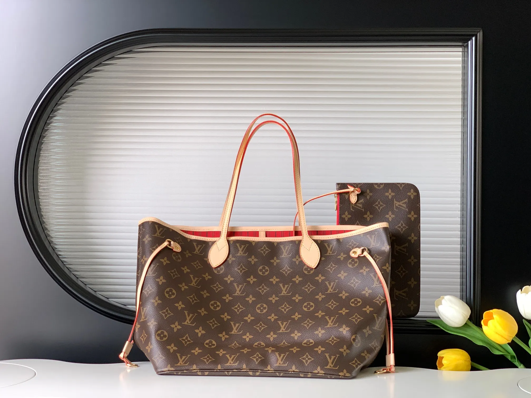 Louis Vuitton Gold Monogram Clutch Bag Leather