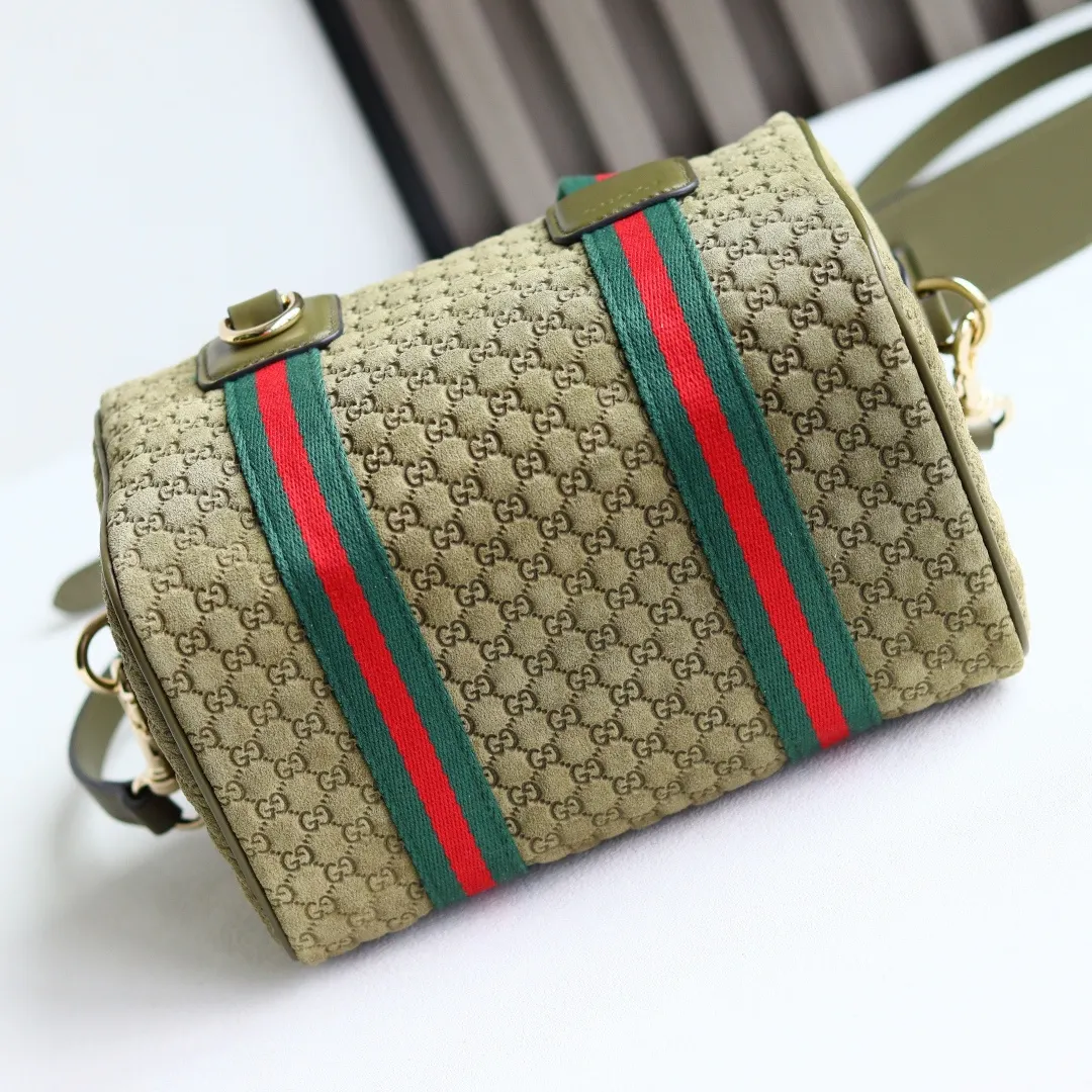 Gucci 棕色 金色 丹宁 旅行袋 大容量旅行款