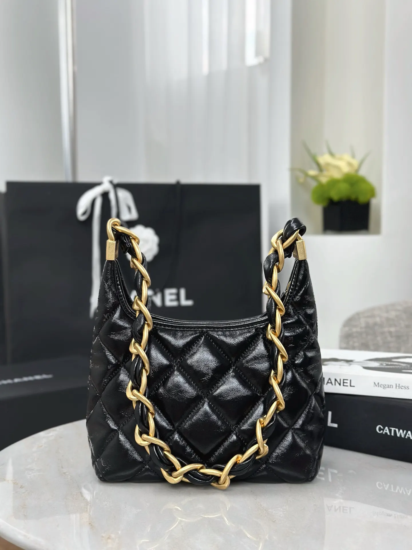 Chanel Oil Wax Sheepskin Hobo Underarm Bag One Shoulder Back