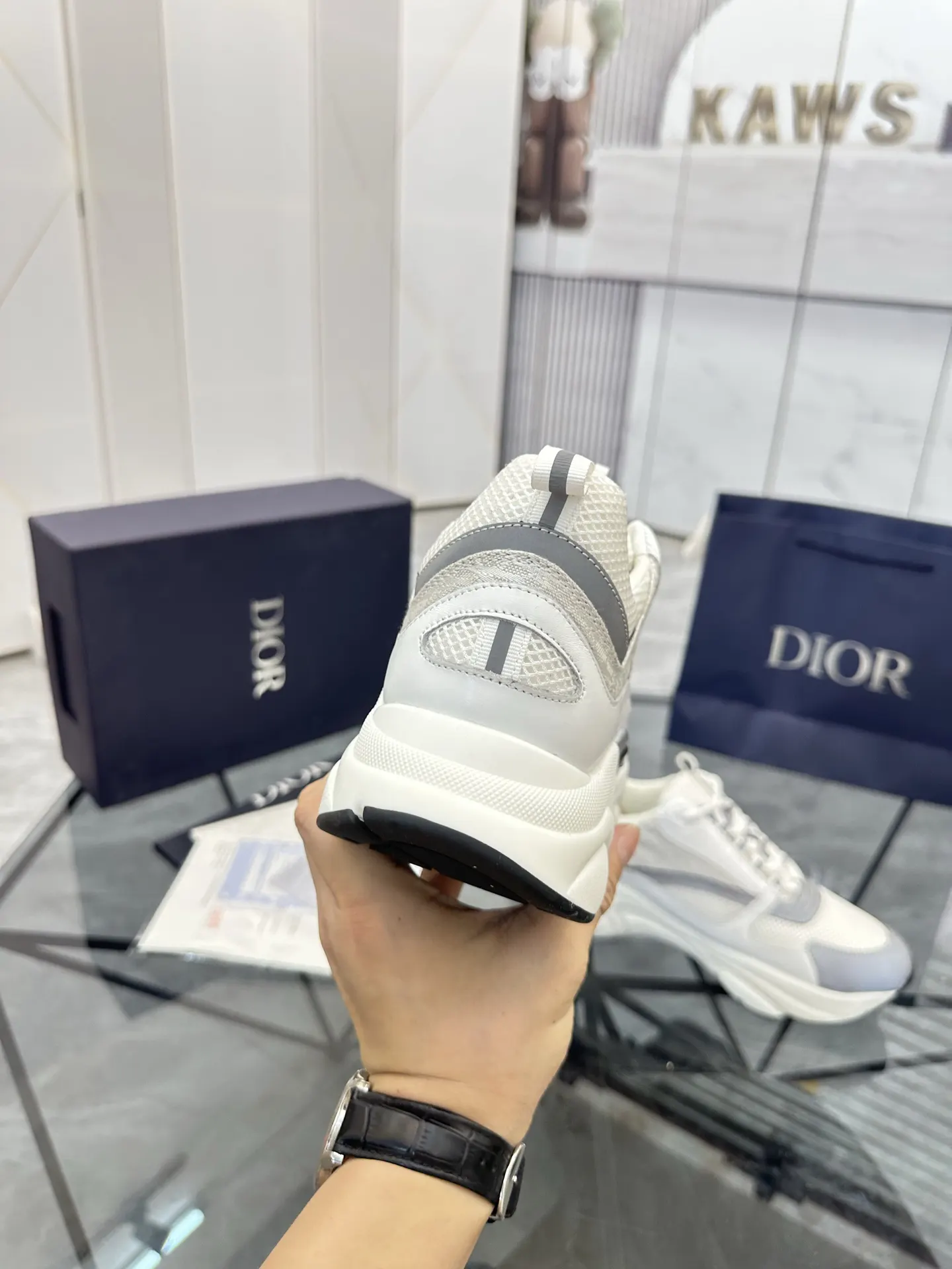 Dior B22 白米拼色牛皮休闲鞋 低帮