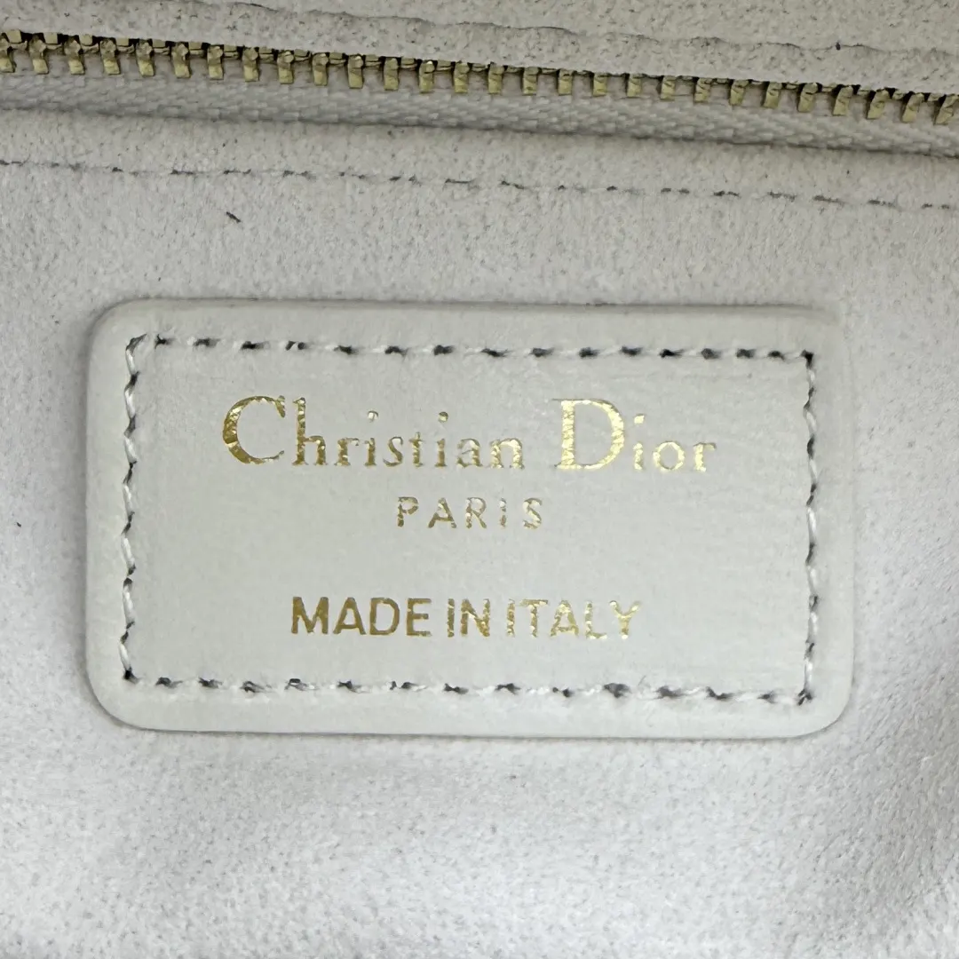 Dior Lady Dior 白色/金色 皮革 手提包