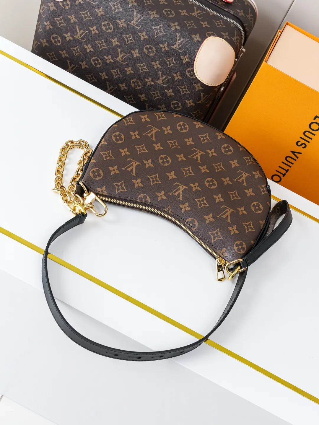 Monogram Chain Bag Leather