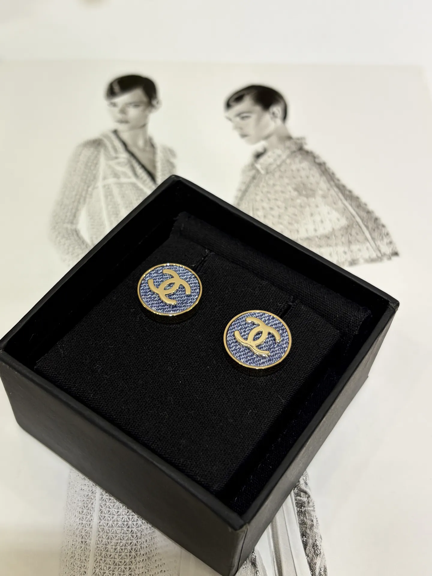 Chanel 蓝色/金色 耳饰