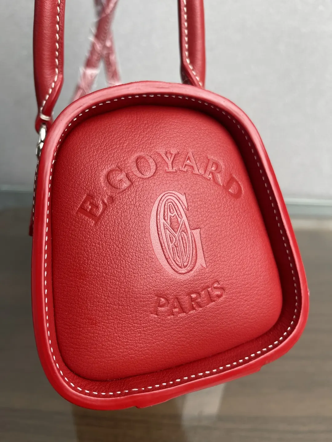 Goyard Red Blue Hobo Shoulder Bag Vintage Leather