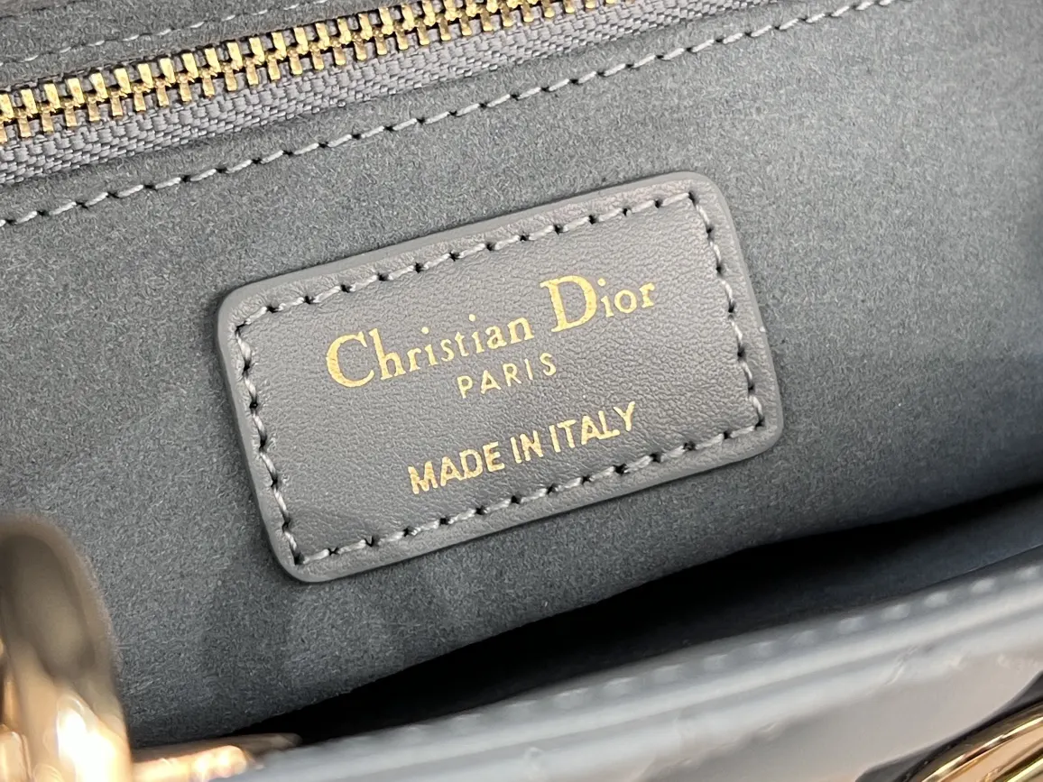 Dior Lady Dior 蓝灰色羊皮手提斜挎包 小号款