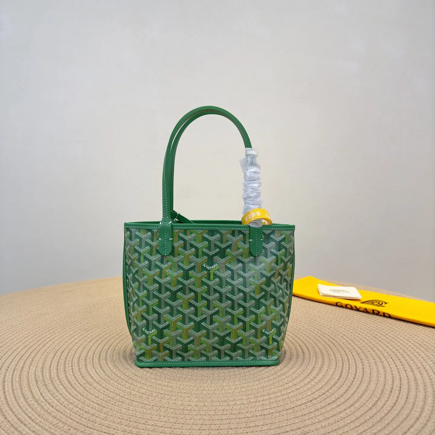 Goyard mini托特草低綠 戈雅Anjou Mini 托特包 大容量托特款