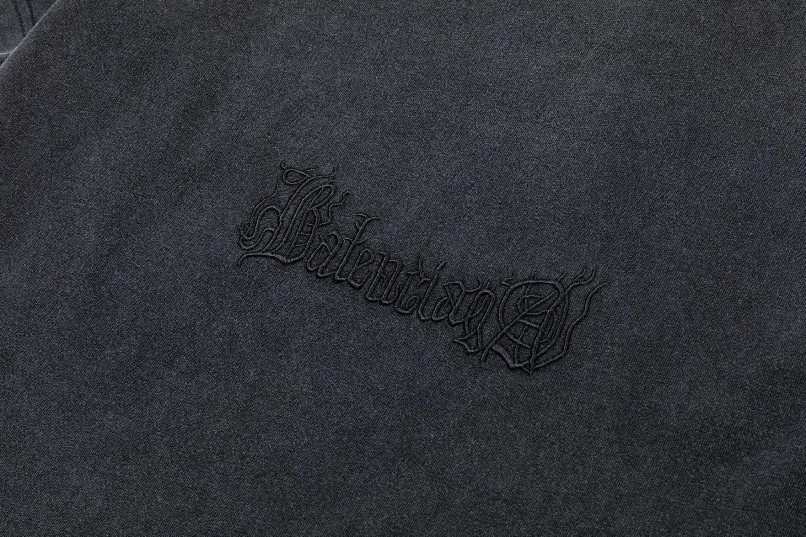 Balenciaga Tonal Logo Washed Crew Neck T-Shirt In Charcoal Black