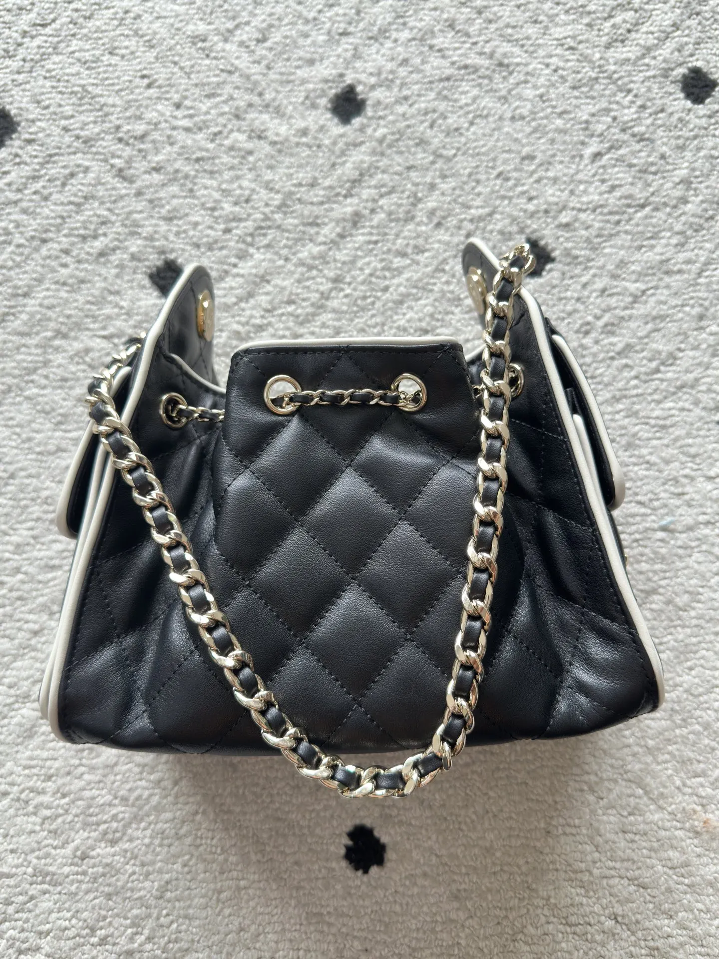 Black White Hobo Shoulder Bag Vintage Leather