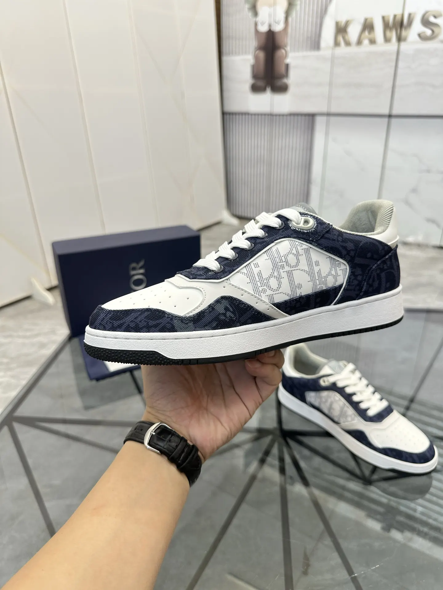 Dior B57 蓝白拼色牛皮运动鞋 经典款