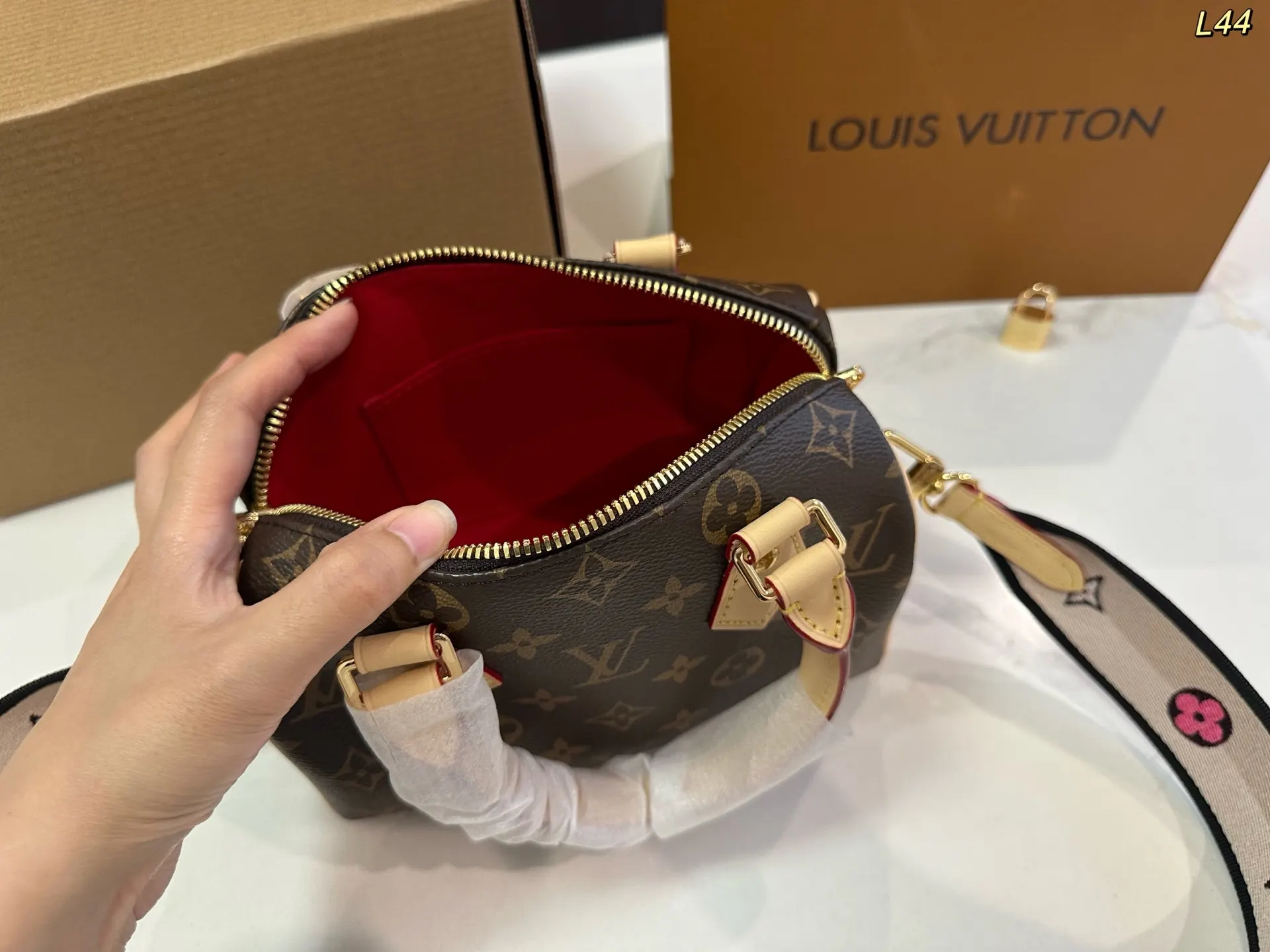 Louis Vuitton Gold Monogram Crossbody Bag Lightweight Leather