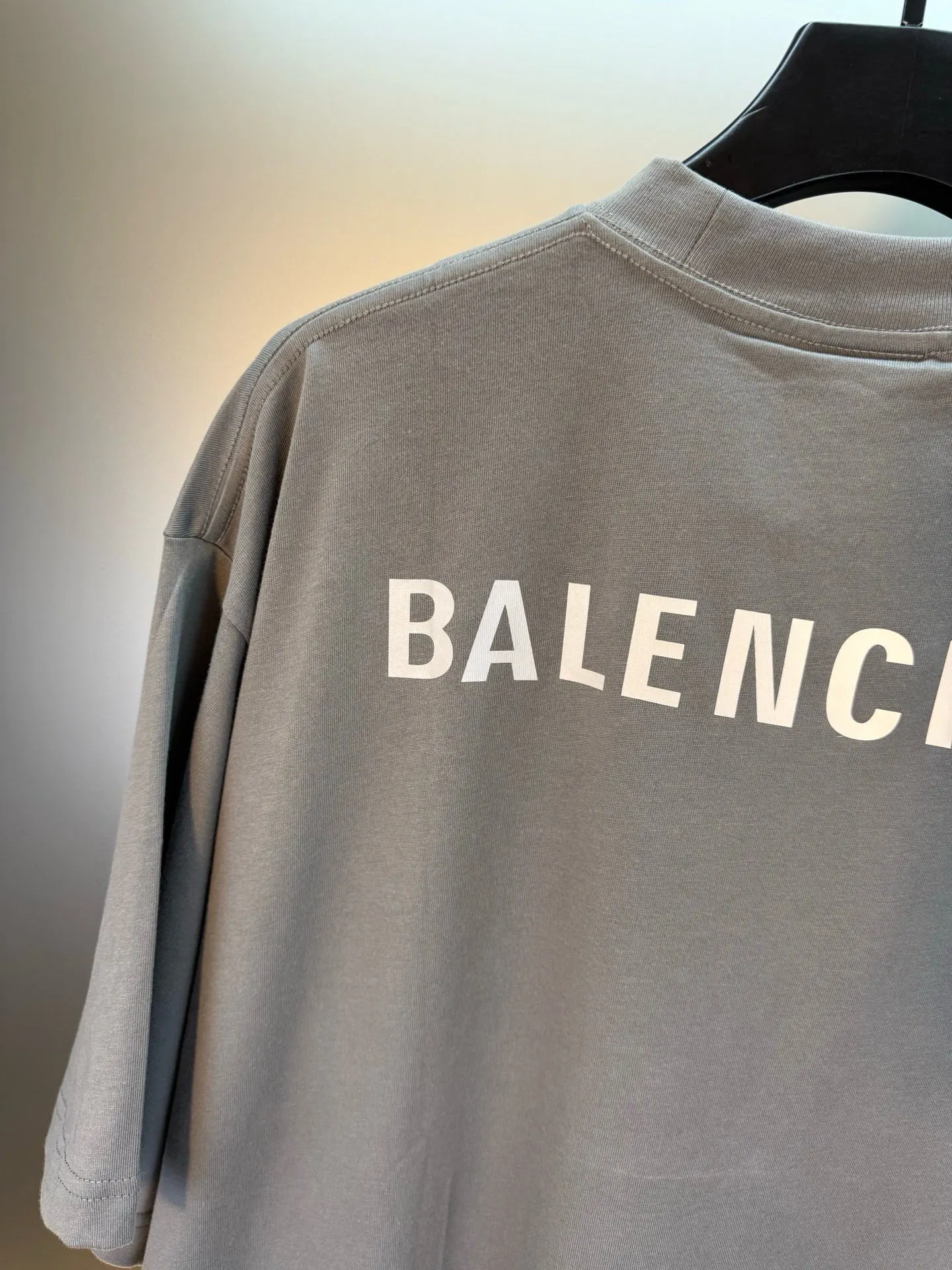 Balenciaga Gray Cotton Logo Short Sleeve T-Shirt Street