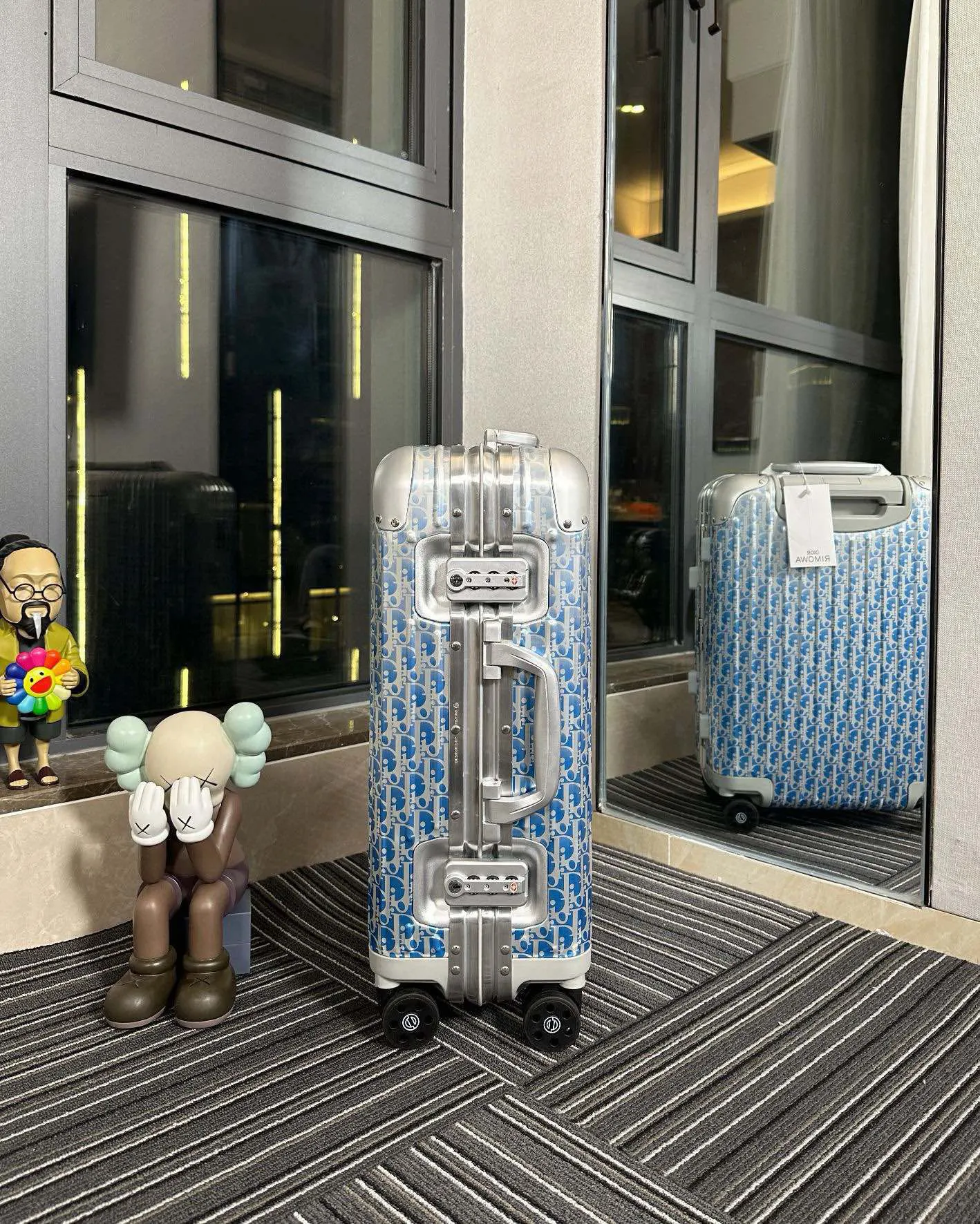 Dior Black Blue Carry-On Suitcase Travel Lightweight