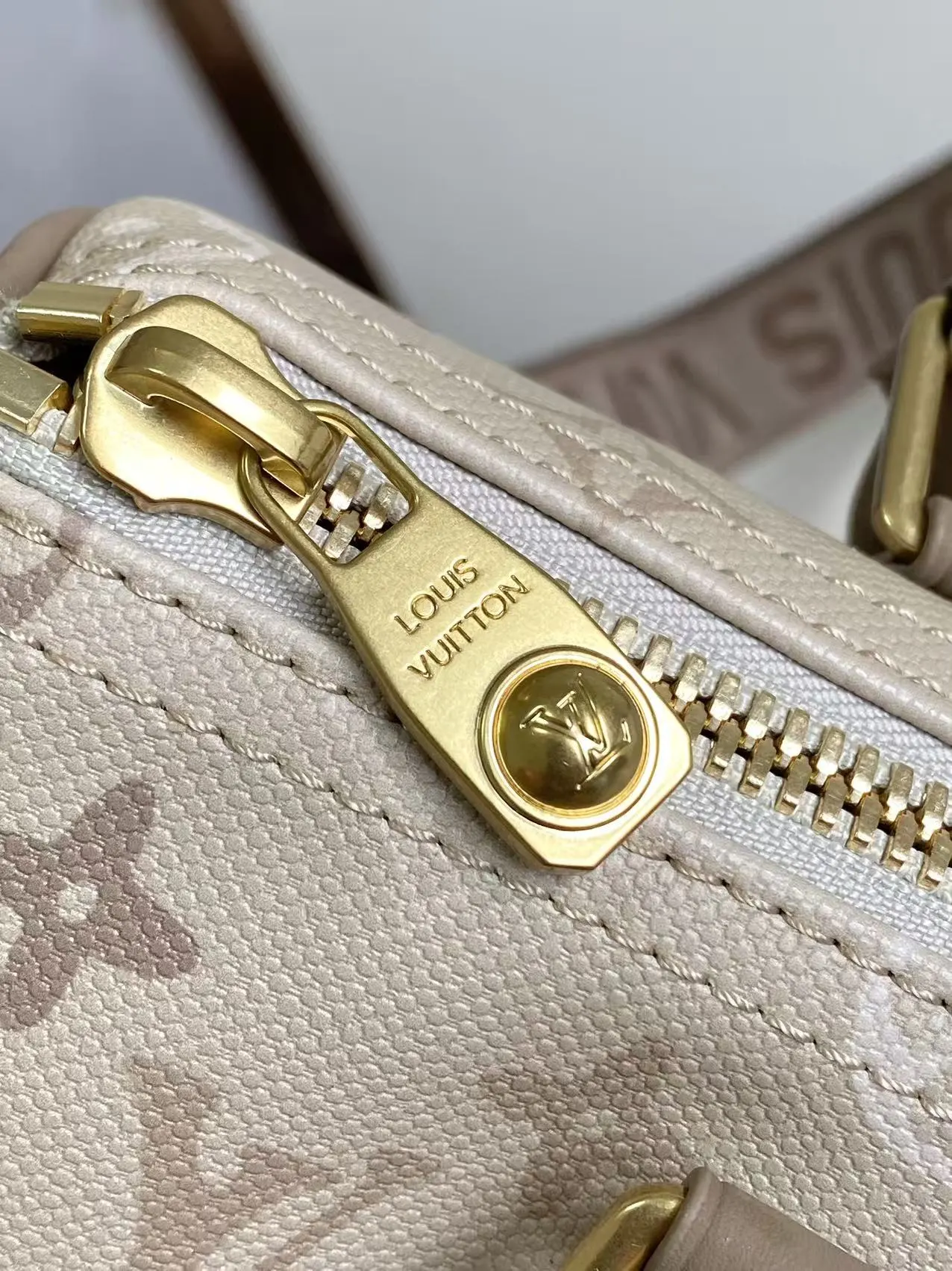 Green Beige Shoulder Bag Canvas