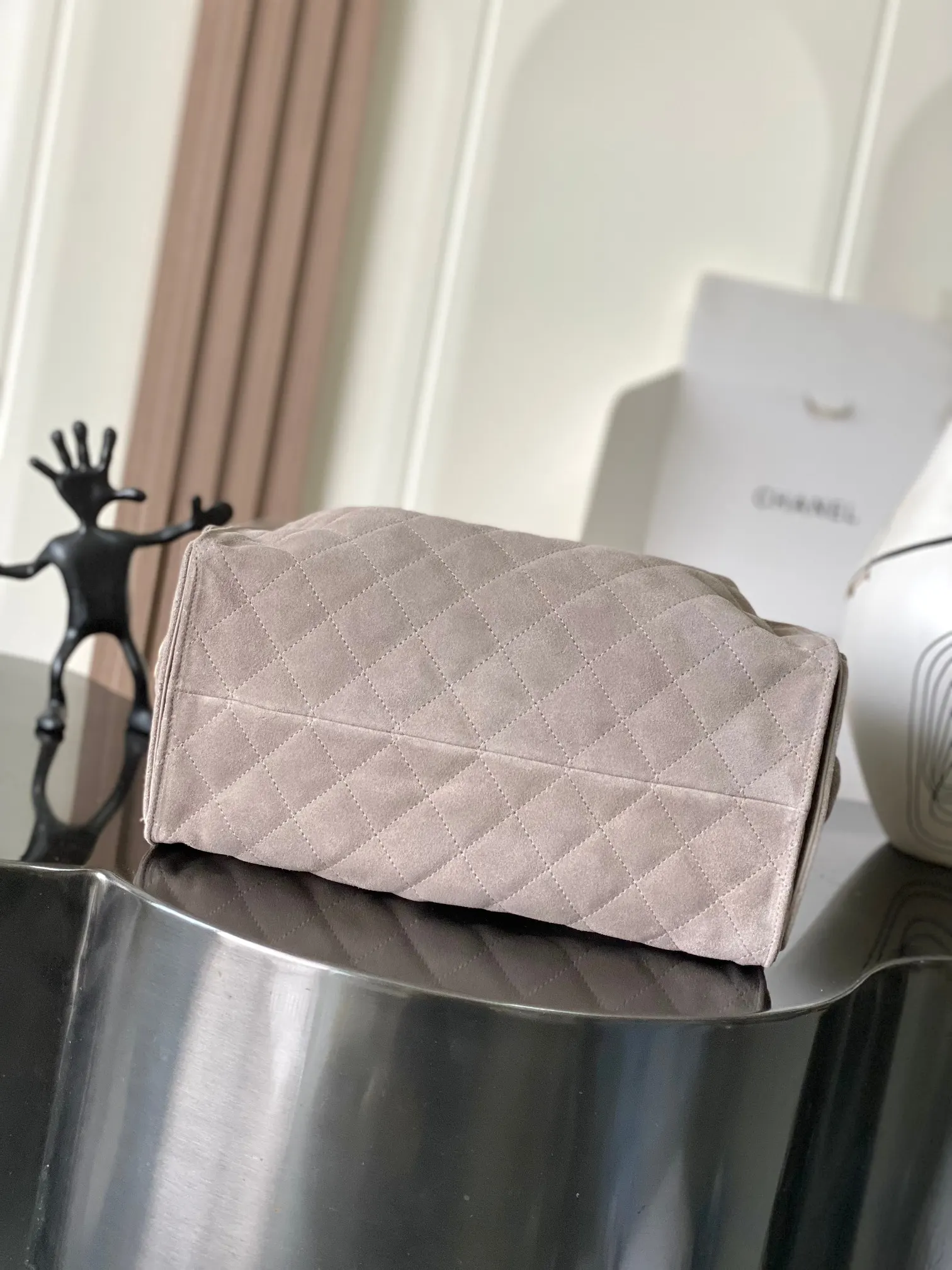 CHANEL 米灰色牛皮Hobo腋下包 单肩款