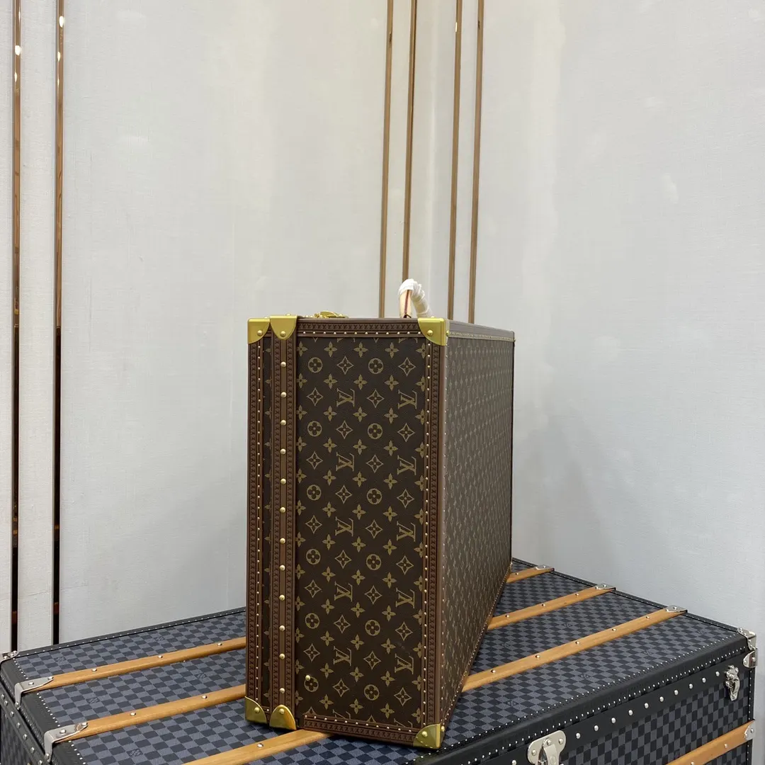 LV 金色 帆布 硬箱 纯铜五金 ALZER 硬箱 著名的Alz 行李箱 旅行拉杆款 轻便出行款
