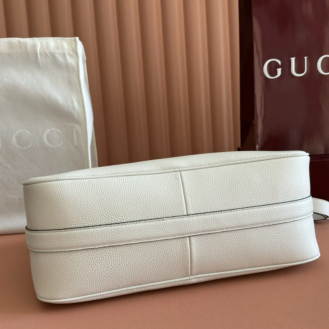 Gucci 白色 棕色 牛皮 腋下包 复古腋下背款