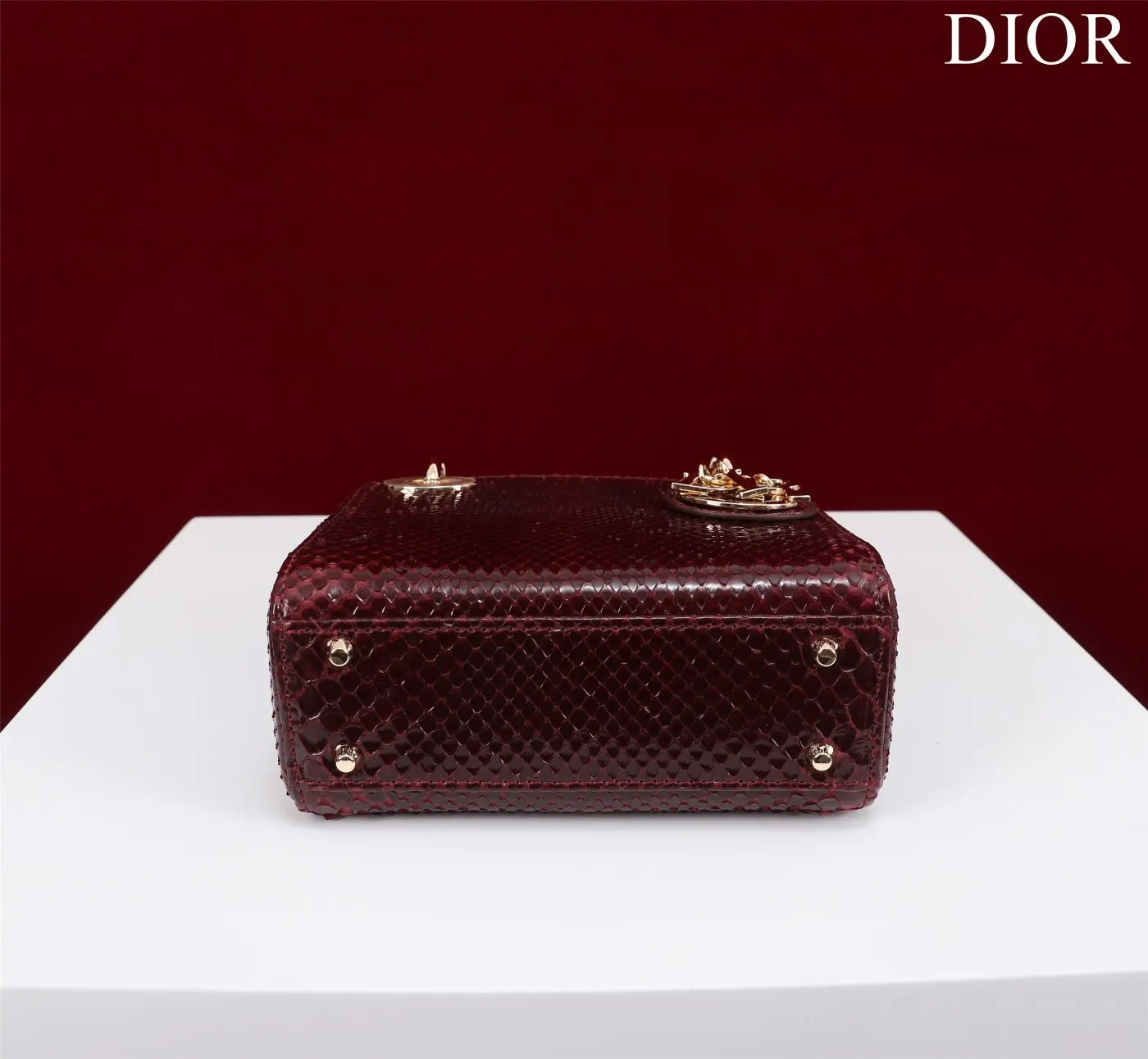 Dior Lady Dior 酒红色藤格纹手提斜挎包 复古款