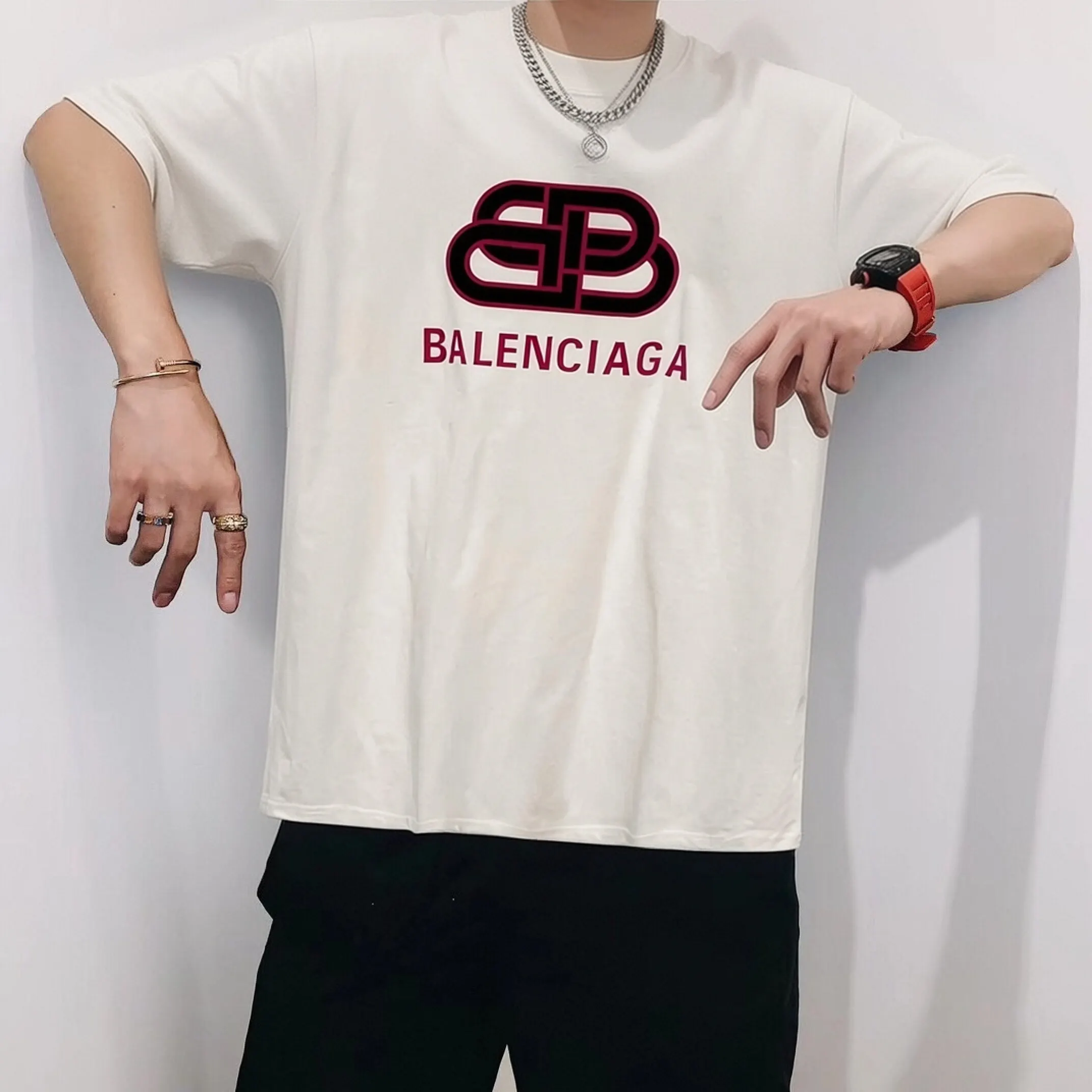 Balenciaga Black Logo Short Sleeve T-Shirt Street