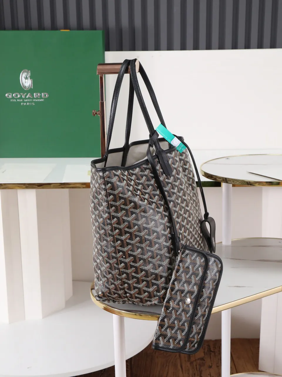 Goyard Black Hobo Shoulder Bag Vintage Canvas