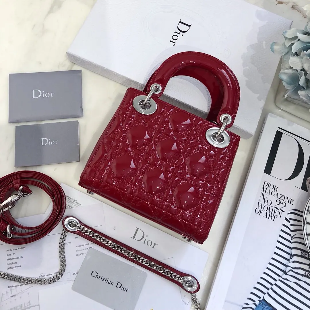 Dior Lady Dior 紅色 皮革 手提包