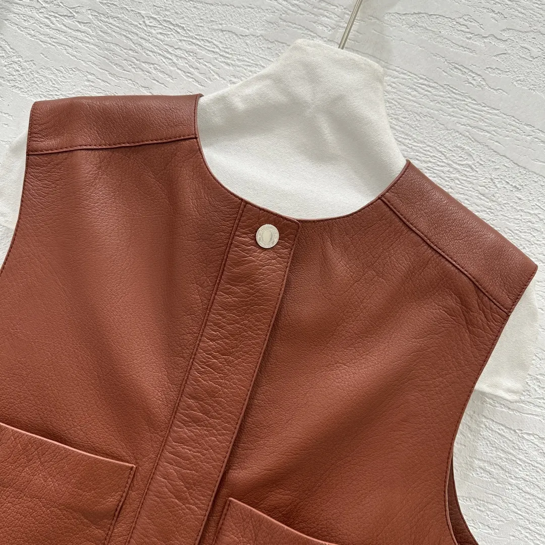 Hermès Brown Leather Vest