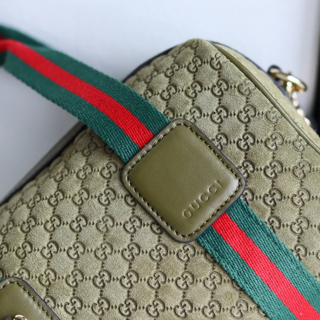 Gucci 棕色 金色 丹宁 旅行袋 大容量旅行款