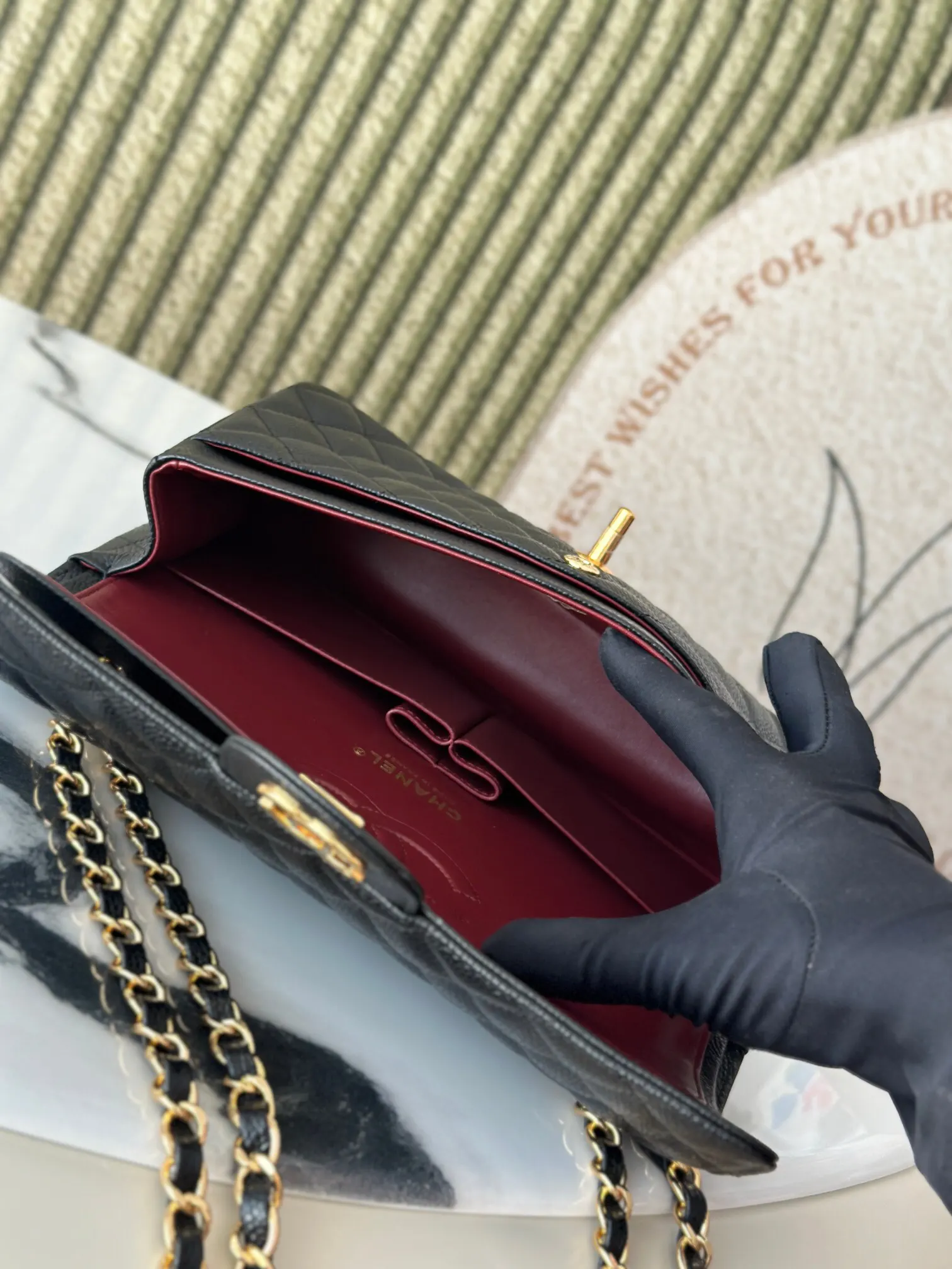 Audemars Piguet 黑色 金色 牛皮 鏈條包 精致鏈條款