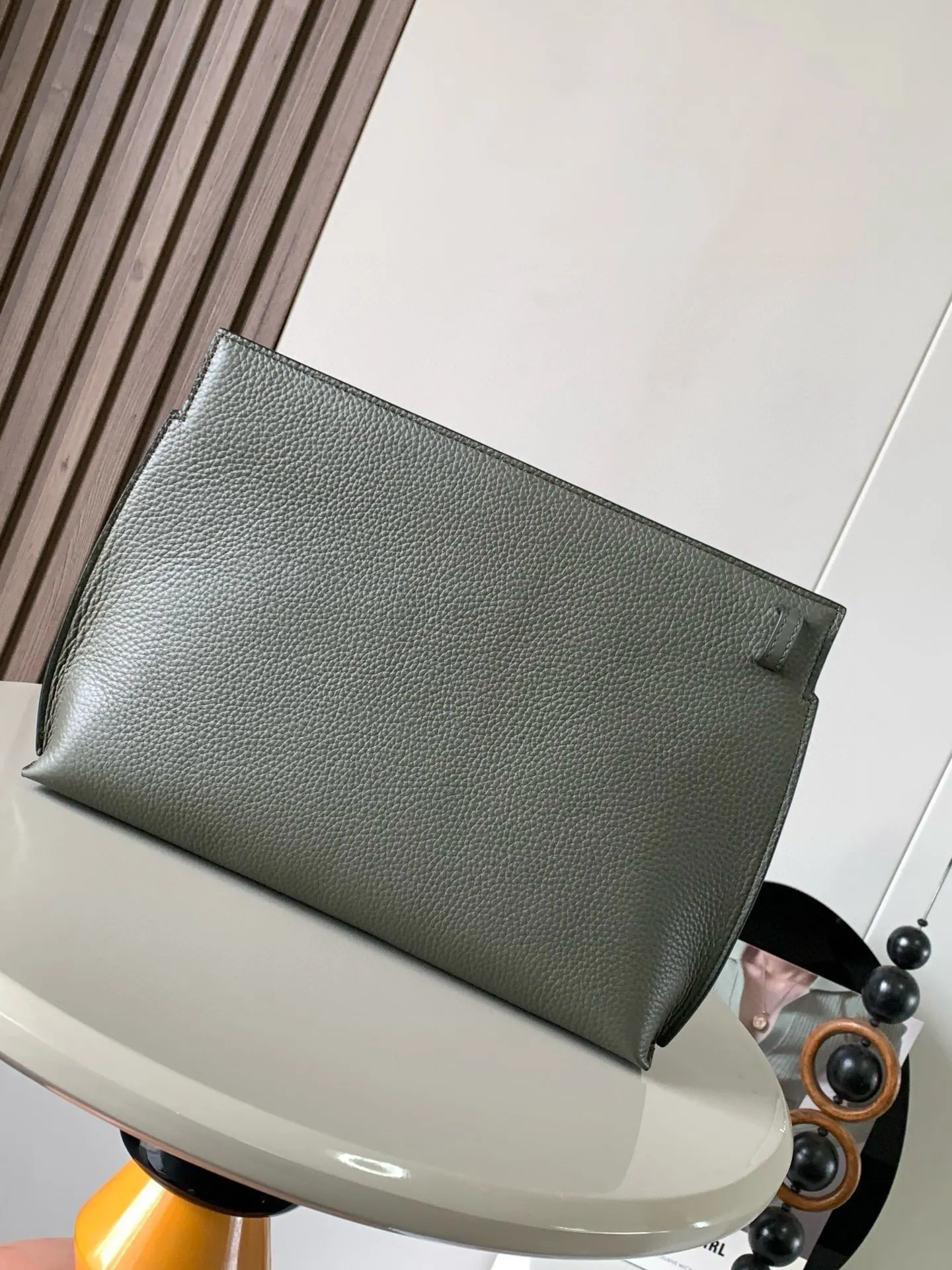 绿色 小牛皮 粒面牛皮革TT Pouch手包 家的皮具 腋下包 复古腋下背款