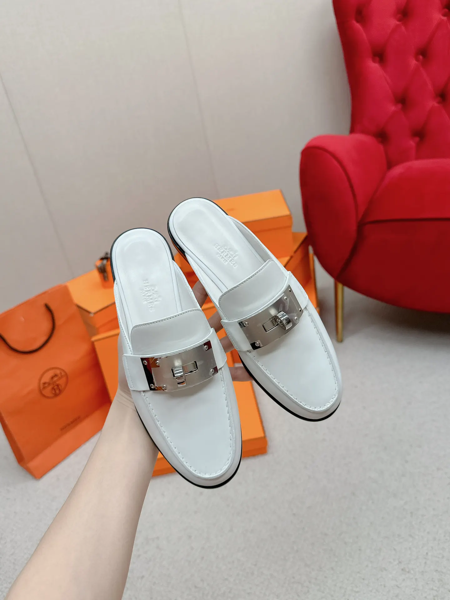 Hermès 小牛皮 拖鞋 舒适