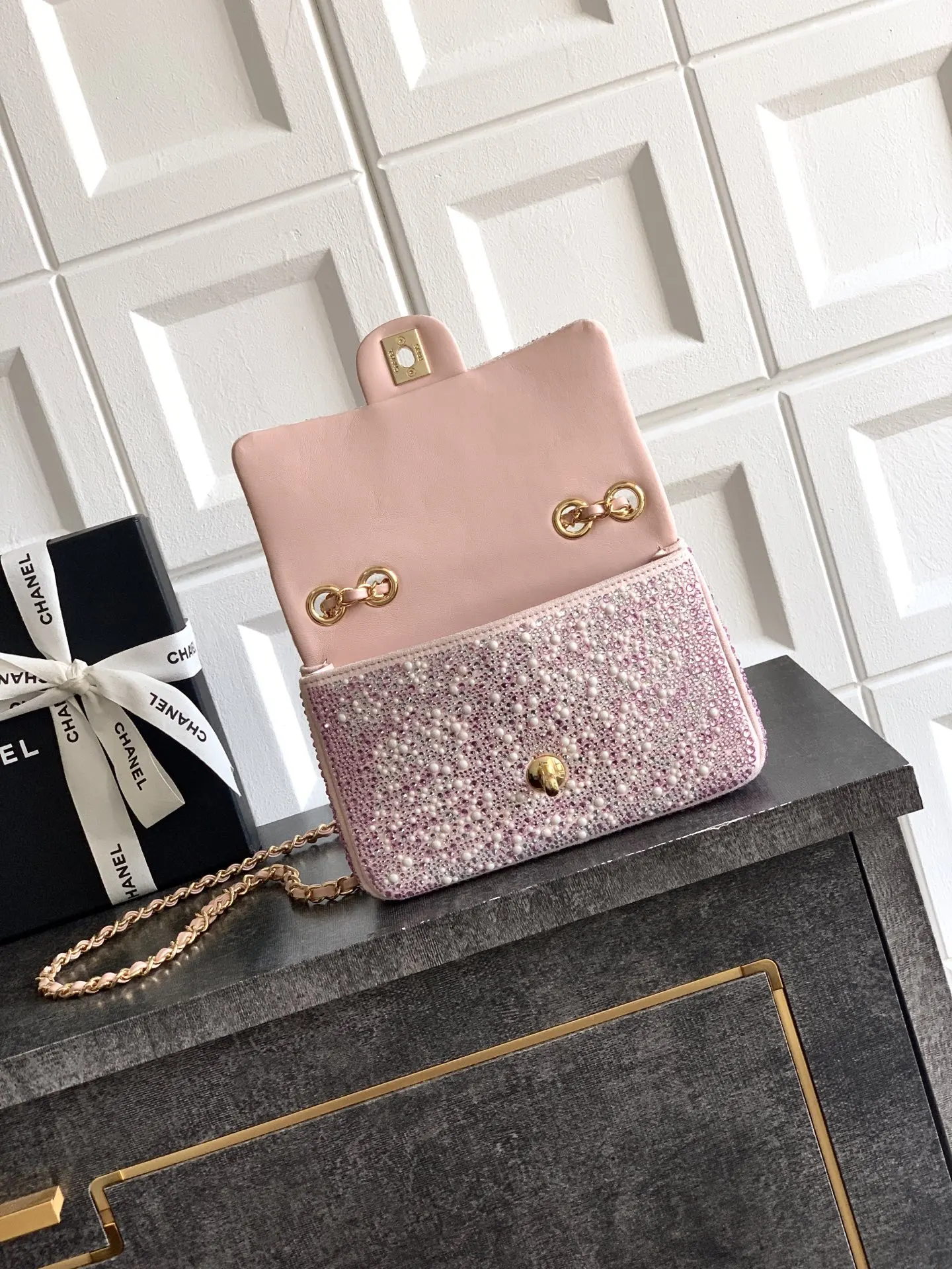 Pink Silver Chain Bag