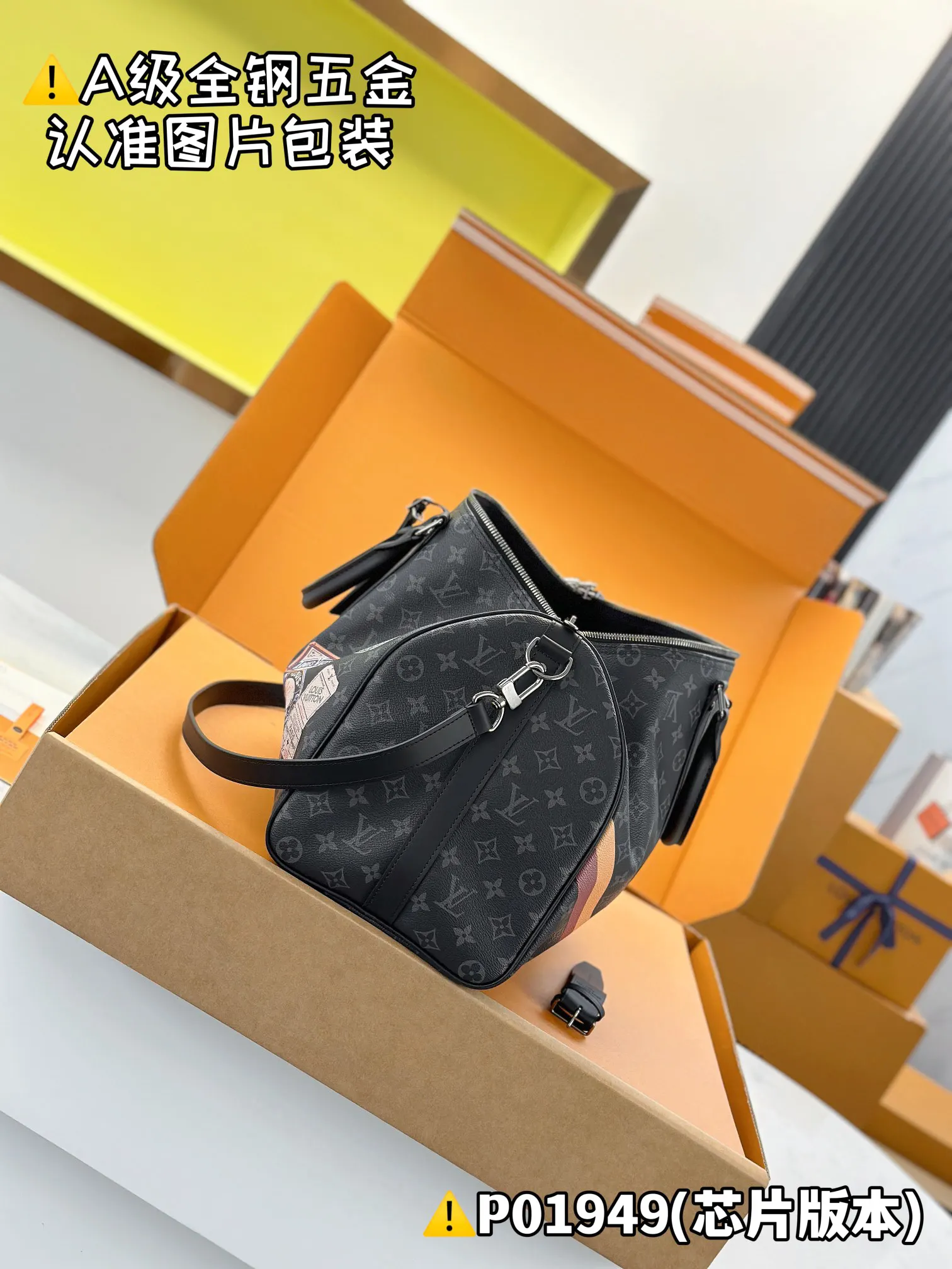 LV 黑色老花Keepall旅行袋 彩绘贴饰款｜ORBUYBAG 岚奢包高端时尚精品