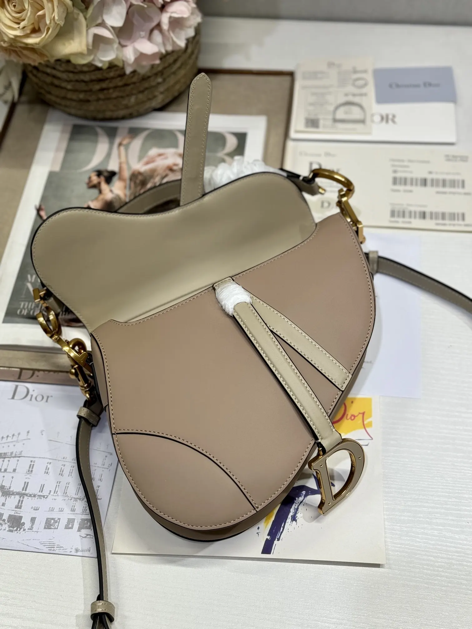Dior 杏色 拼色 牛皮 收納包 旅行收納款