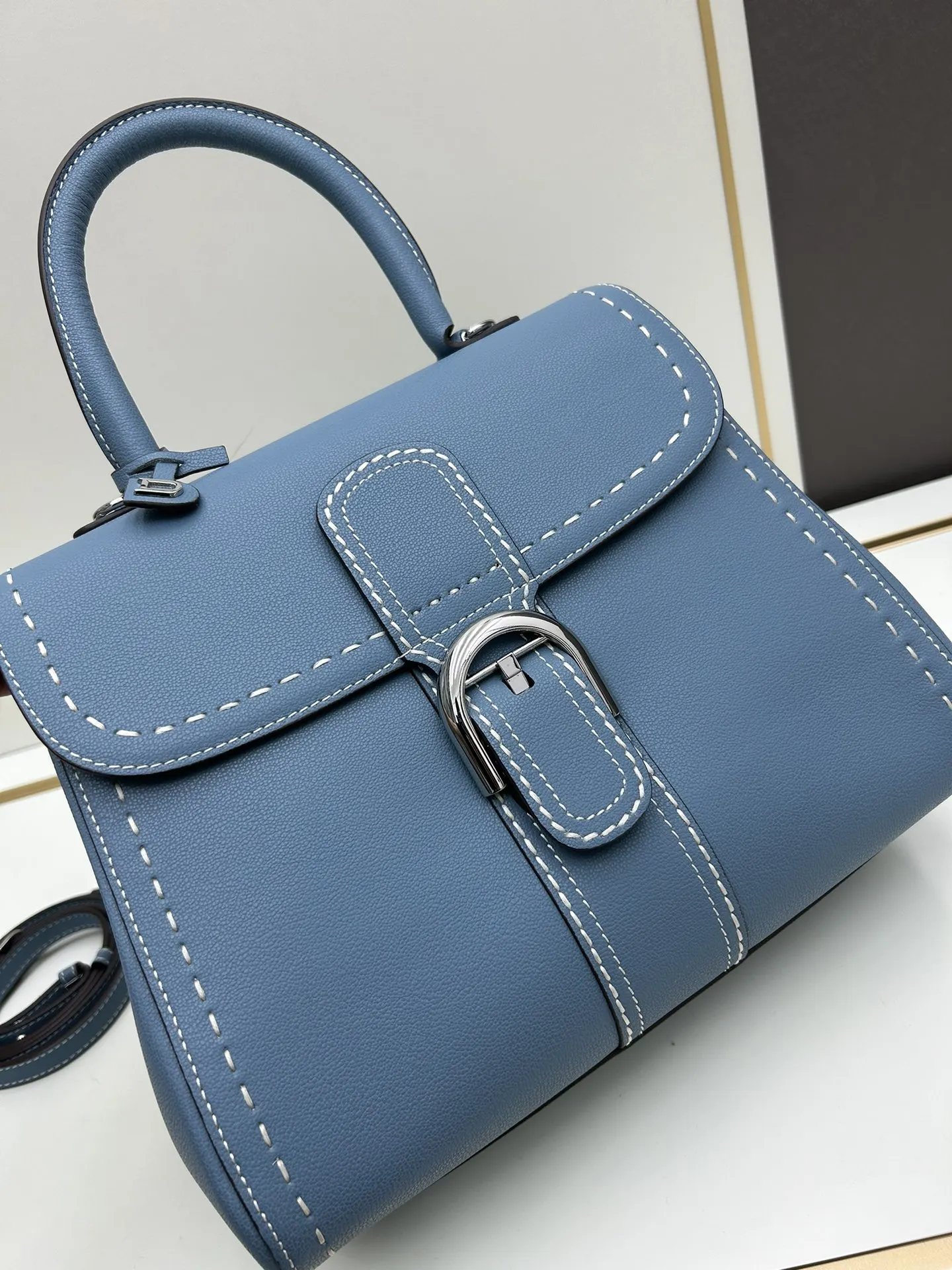 Delvaux 焦糖色 小牛皮 手提包 通勤手提款