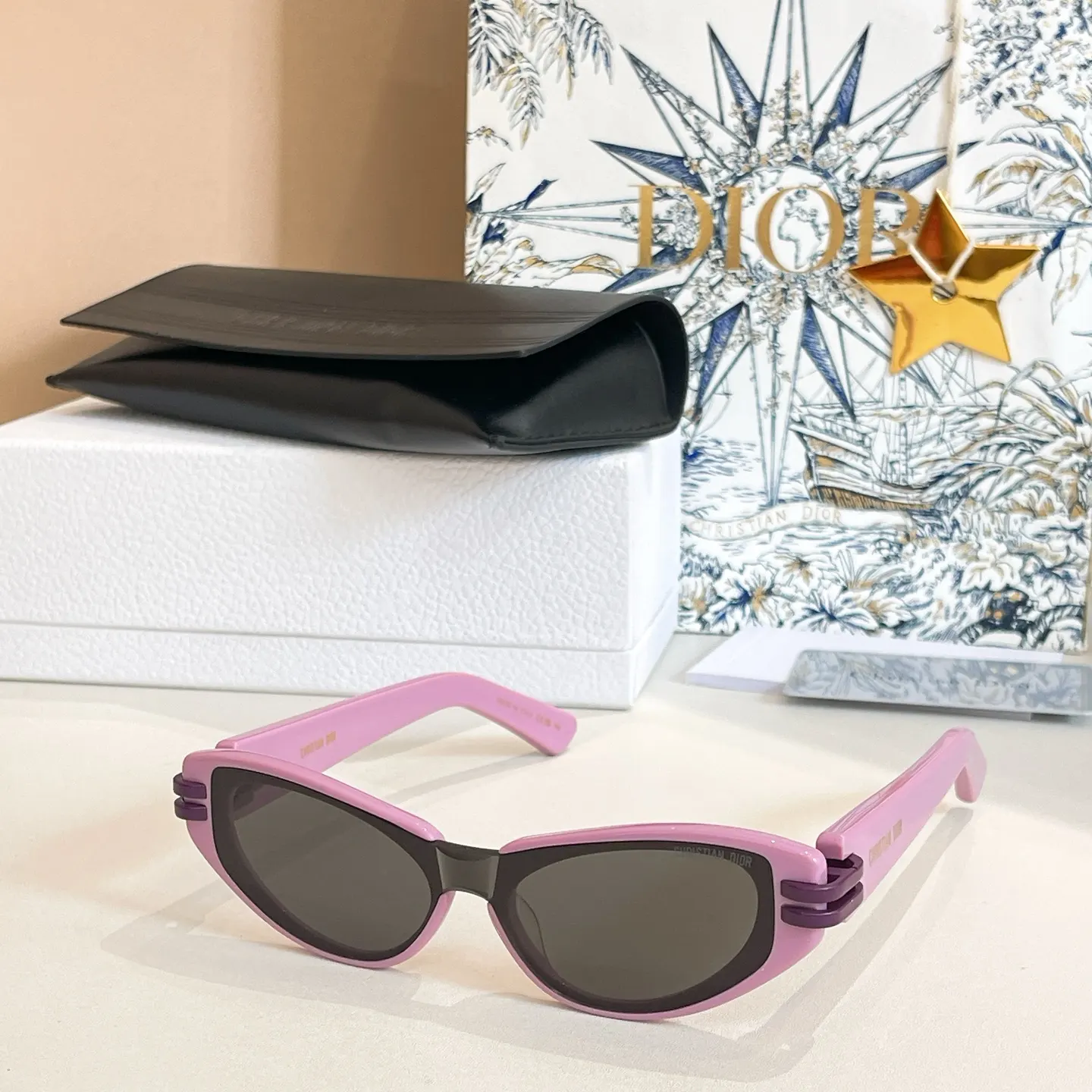 Dior 黑色猫眼太阳镜 复古遮阳