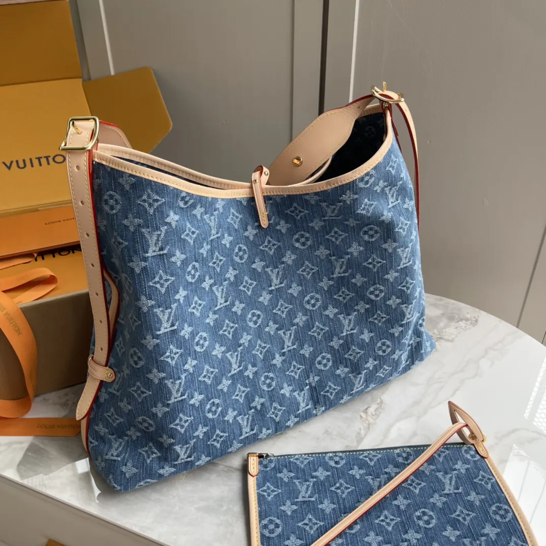 LV CarryAll 藍色 牛仔 帆布 手拿包 精致手拿款
